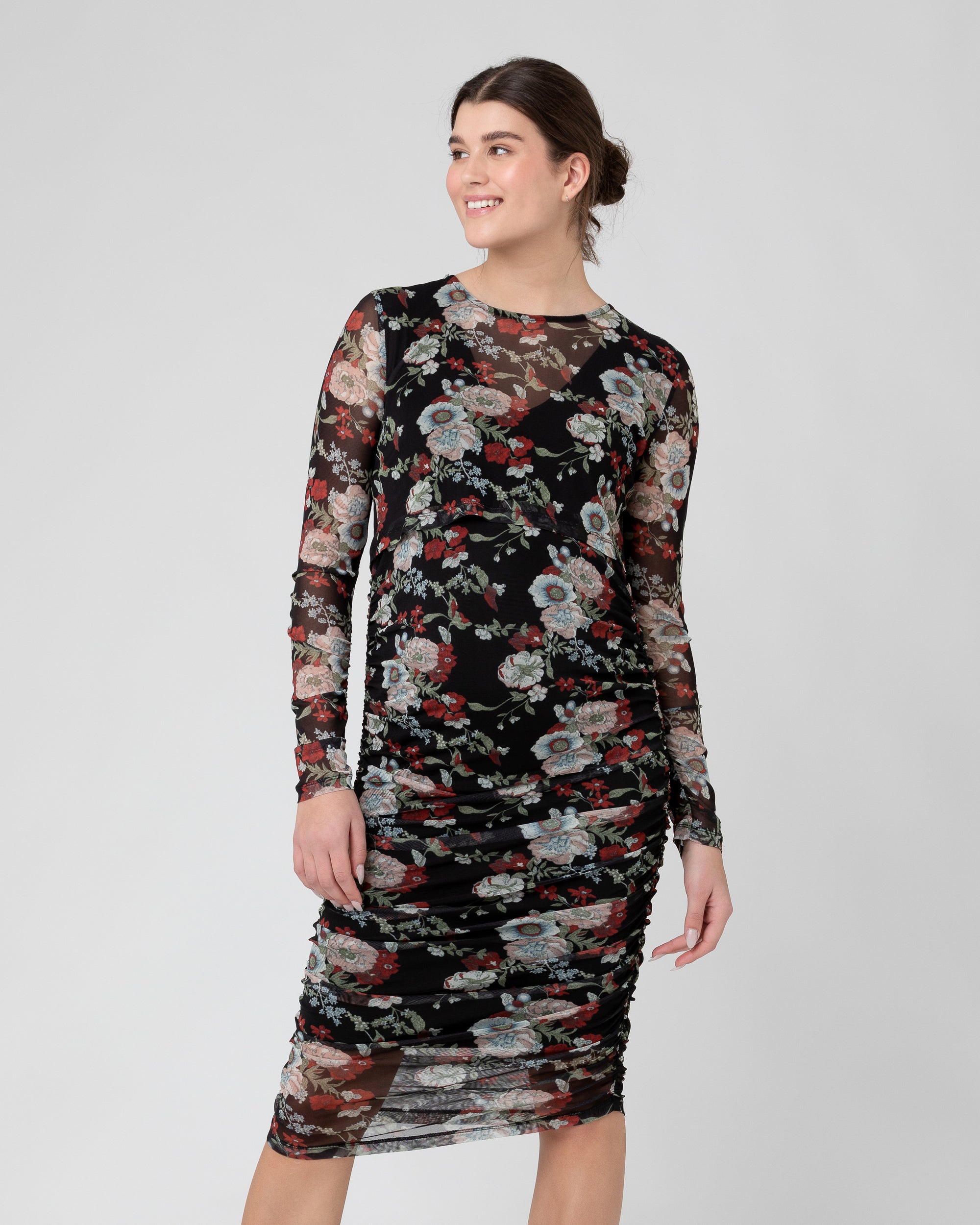 Wild Bloom Nursing Dress Black