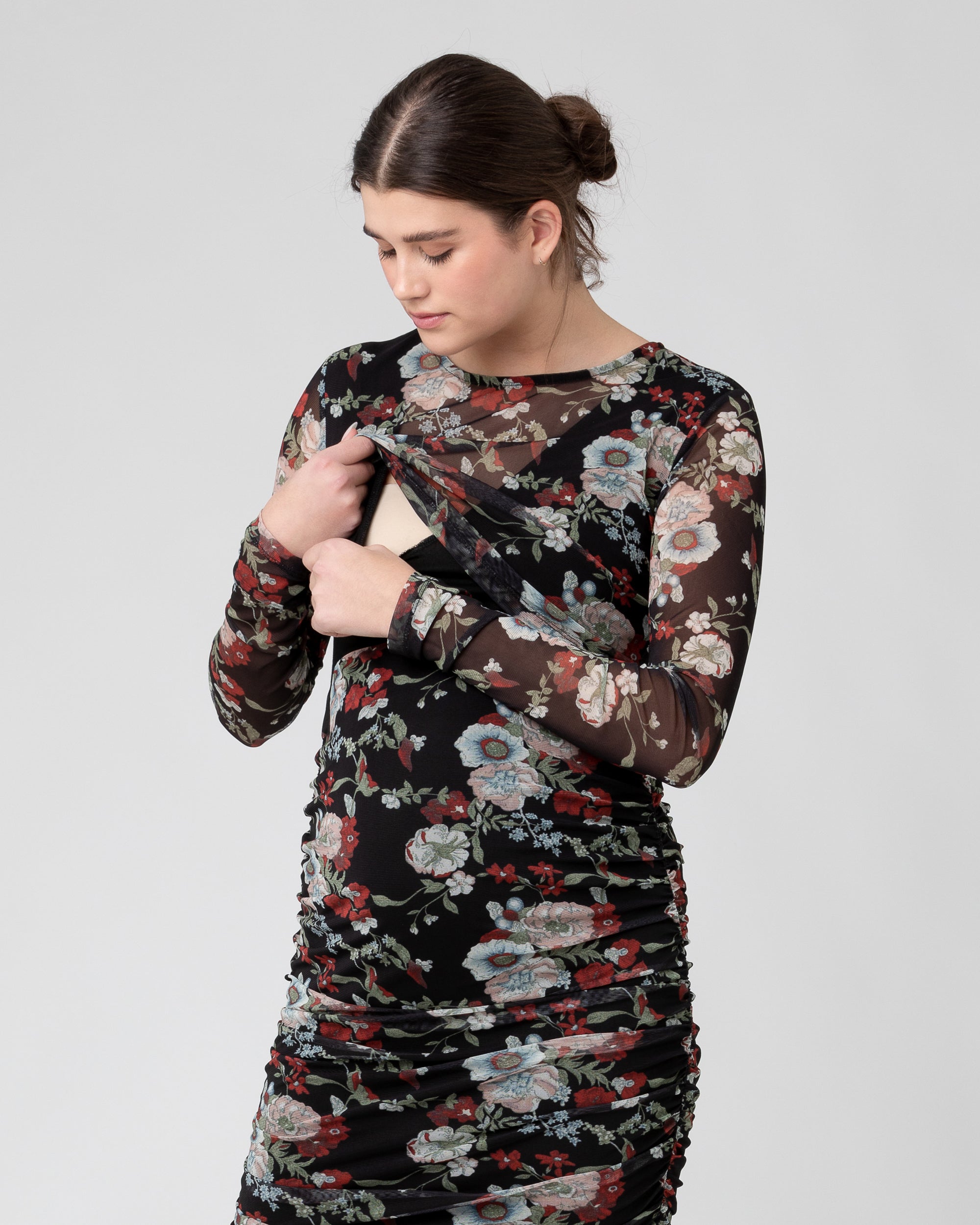 Wild Bloom Nursing Dress Black