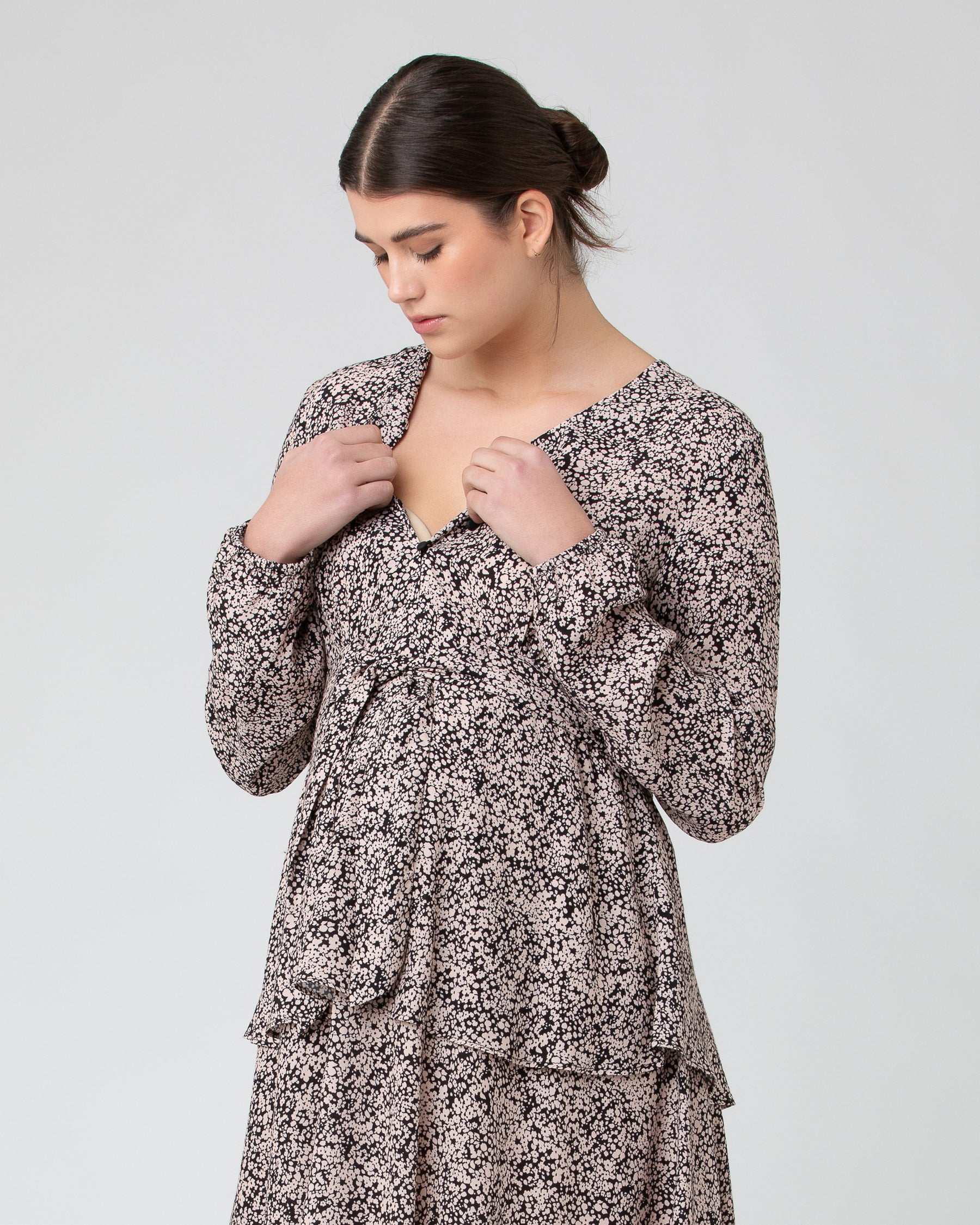 Florence Layered Dress Black / Dusty Pink
