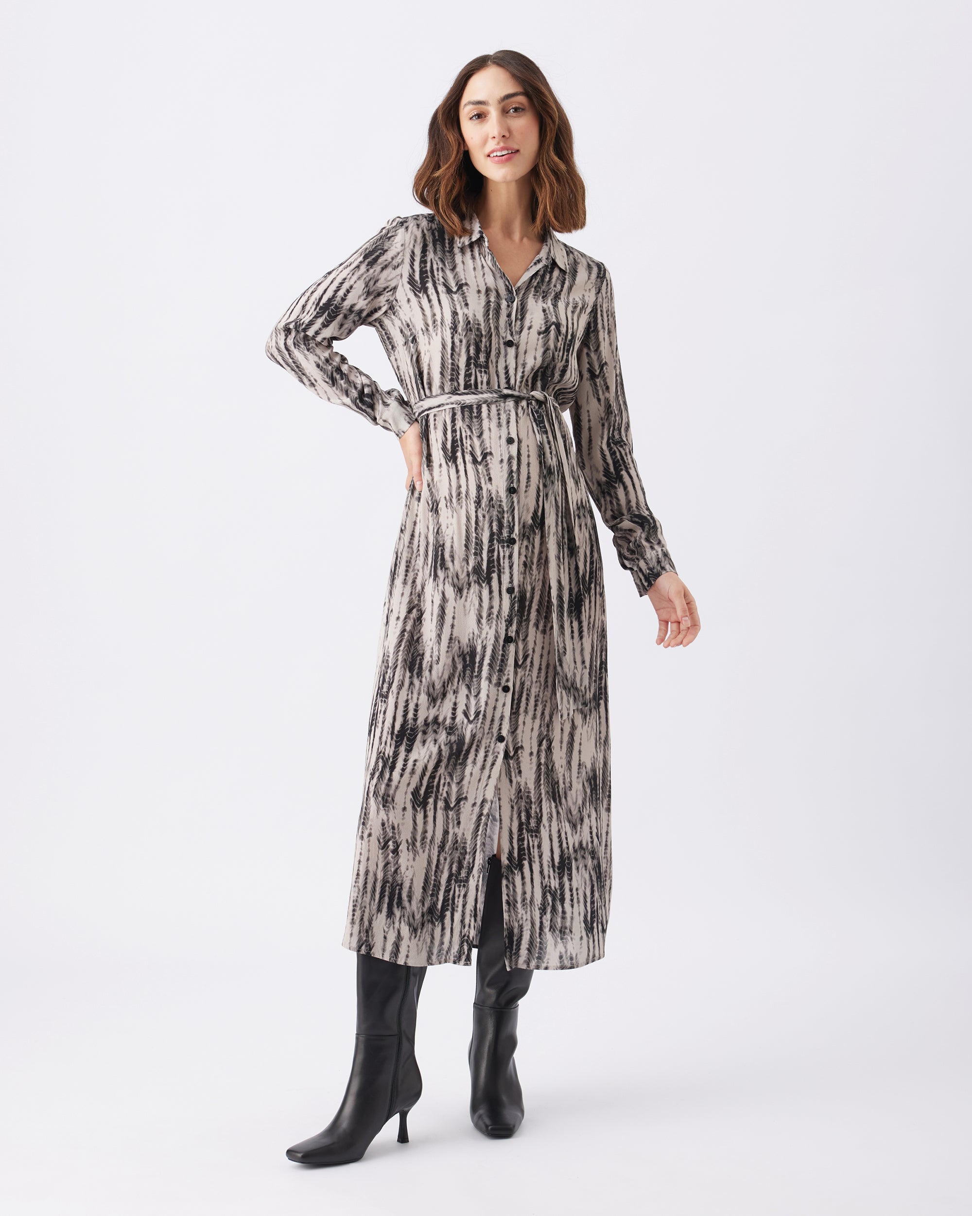 Sylvia Shirt Dress Natural / Black
