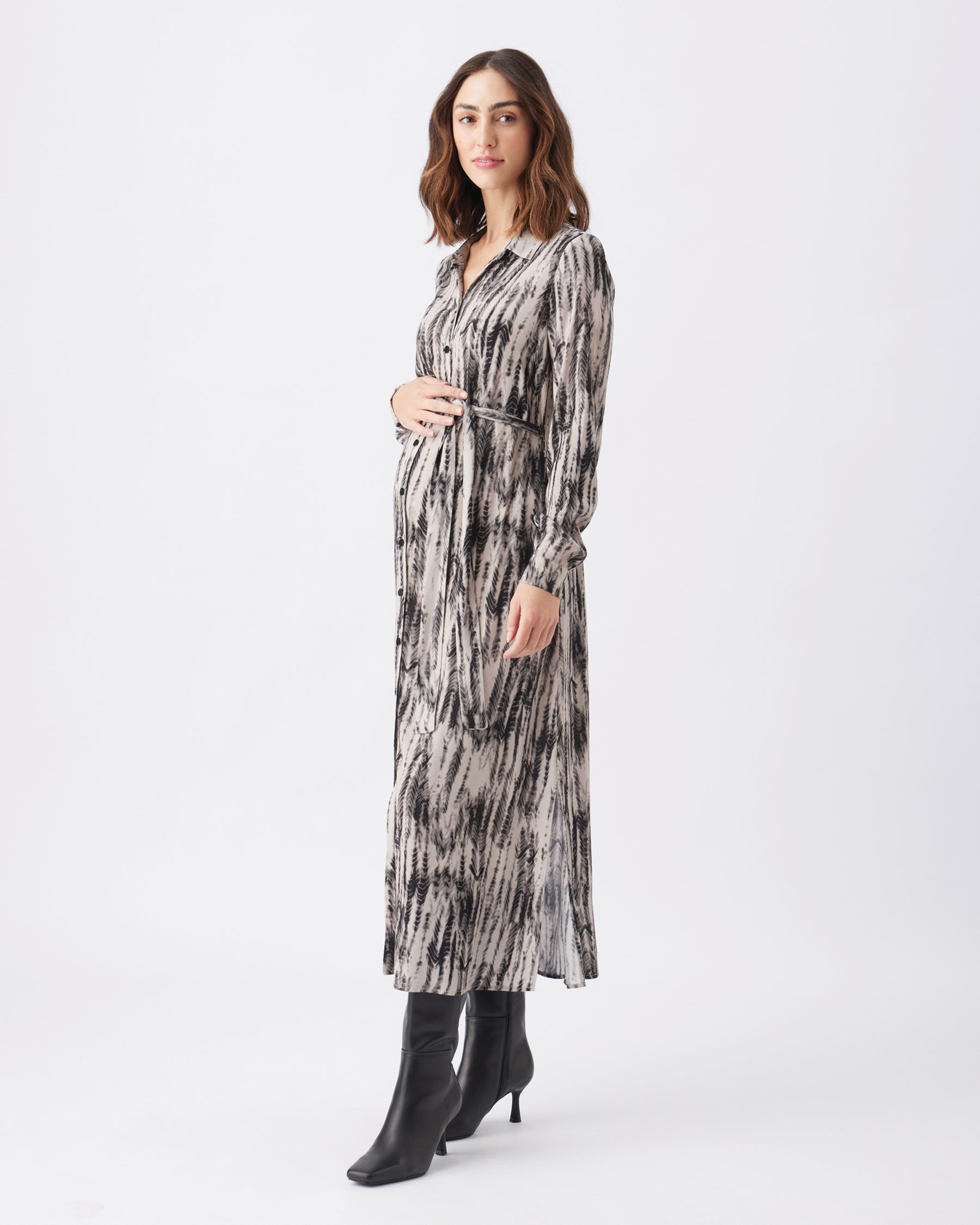 Sylvia Shirt Dress Natural / Black