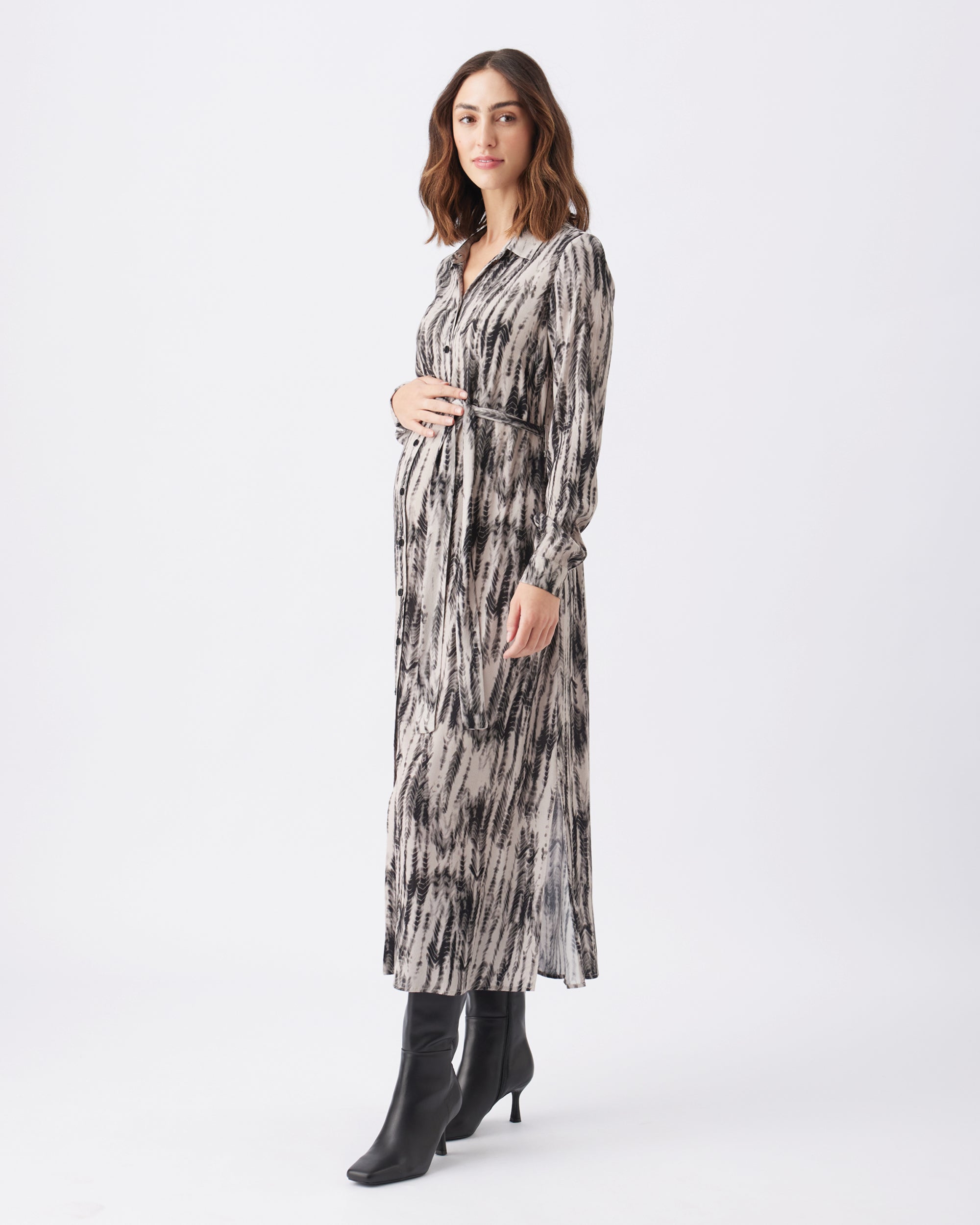 Sylvia Shirt Dress Natural / Black