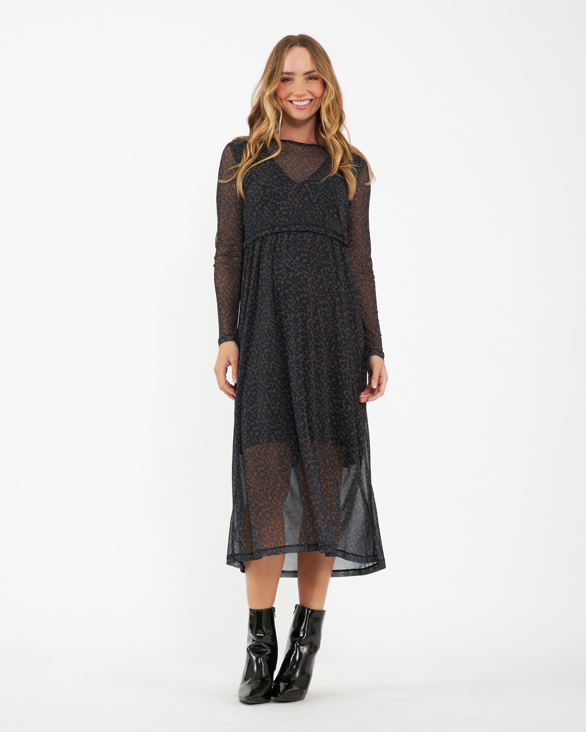 Jen Nursing Dress  Brown / Black