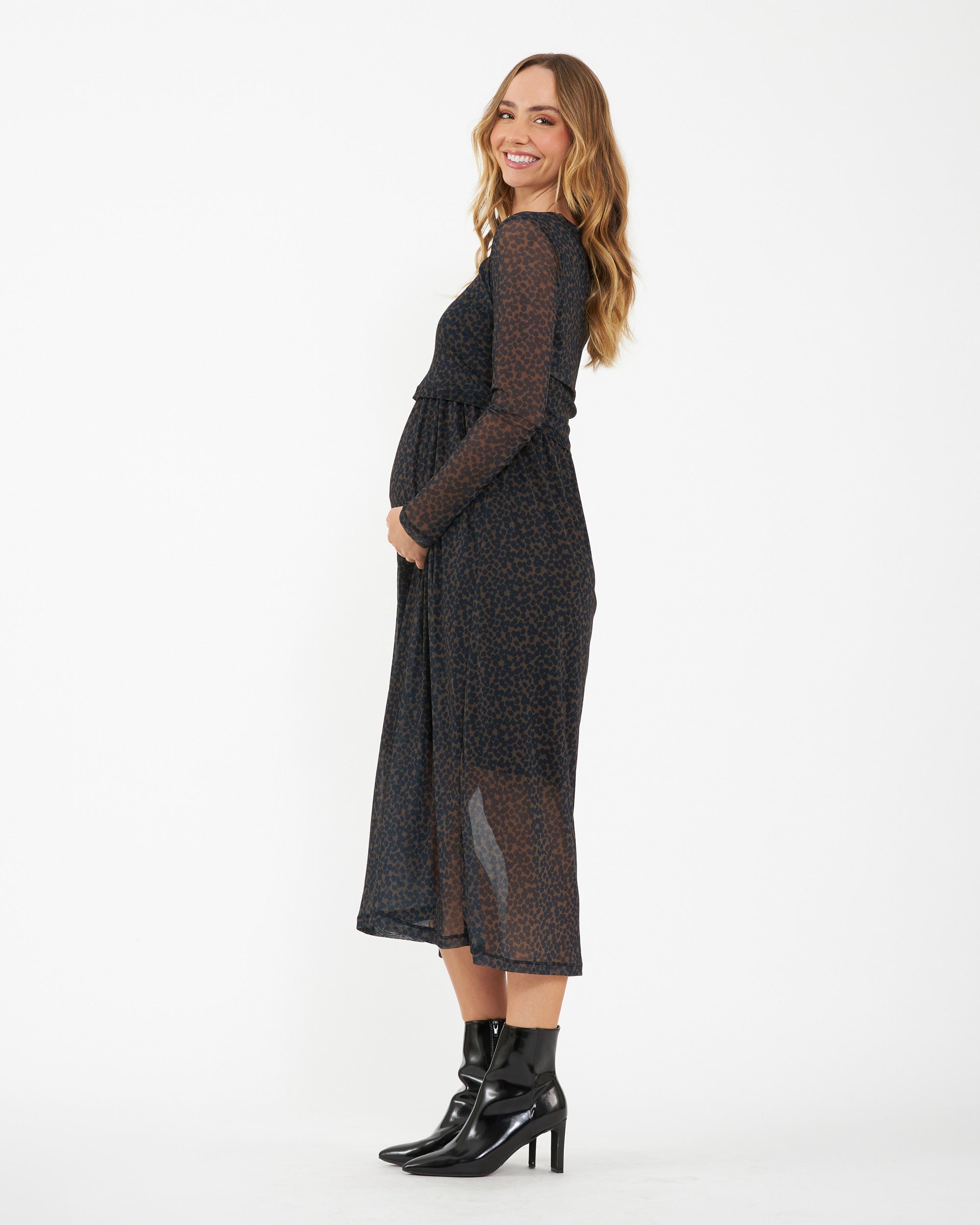 Jen Nursing Dress  Brown / Black