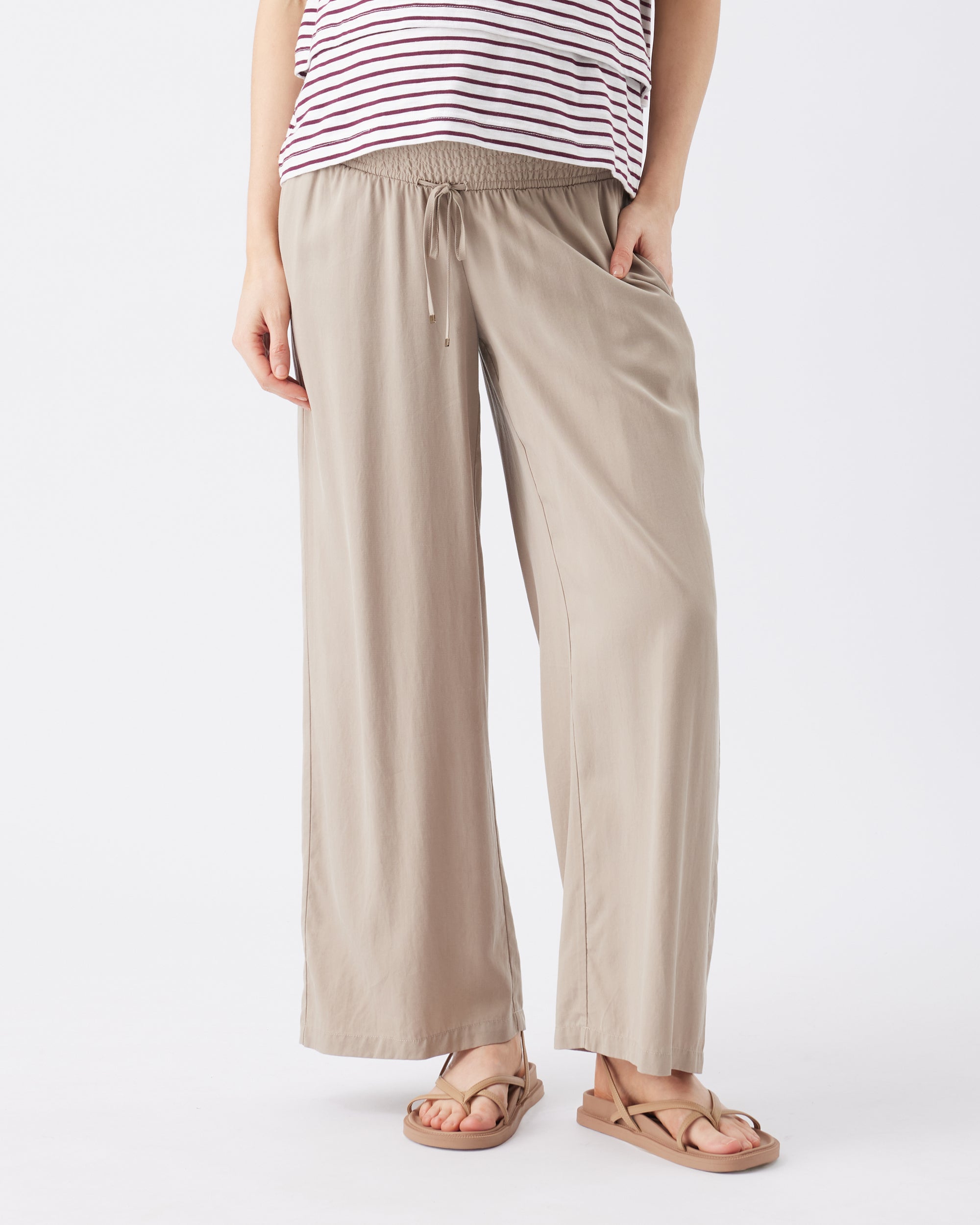 Wide Leg Tencel Pant Taupe