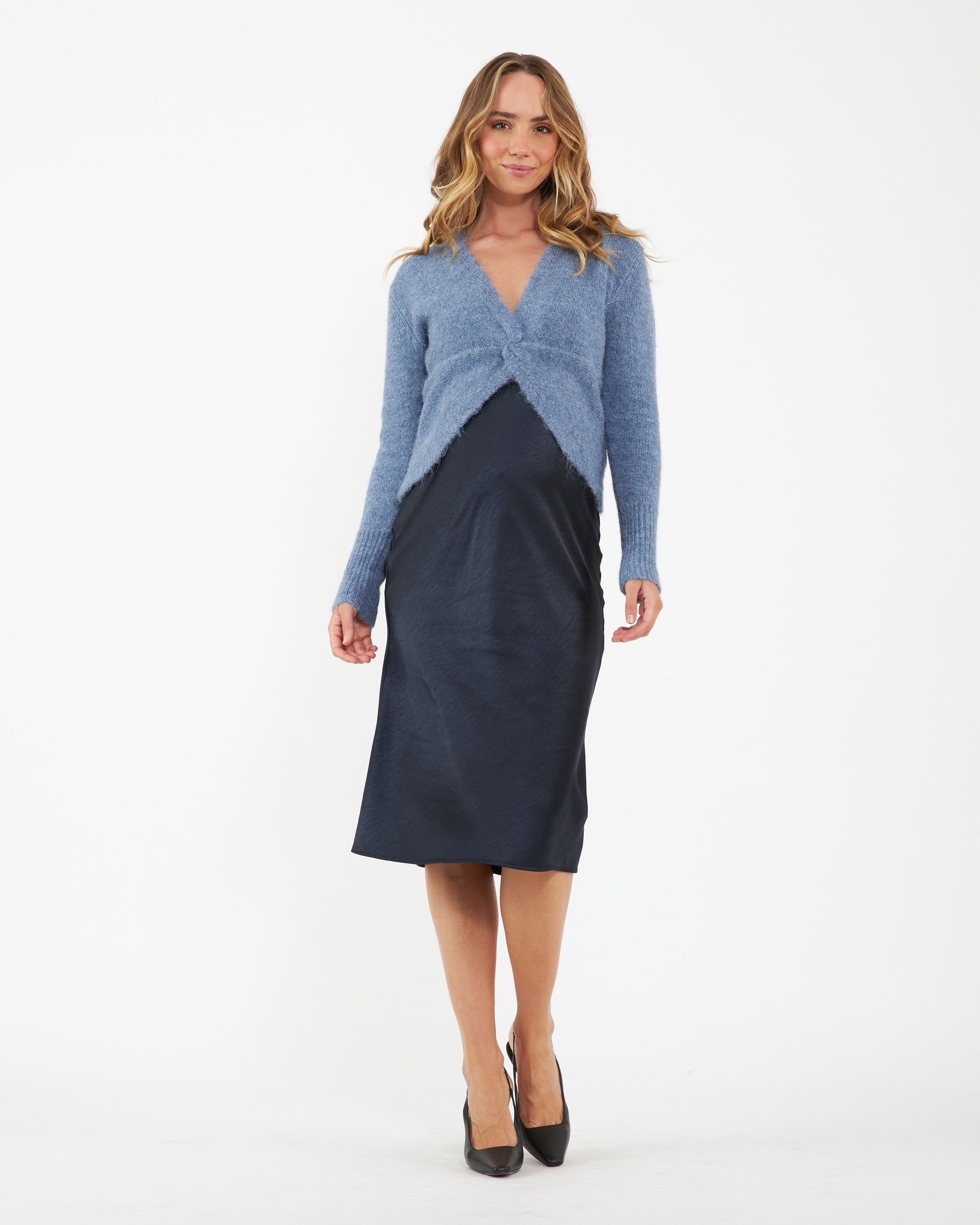 Lexie Satin Skirt Navy