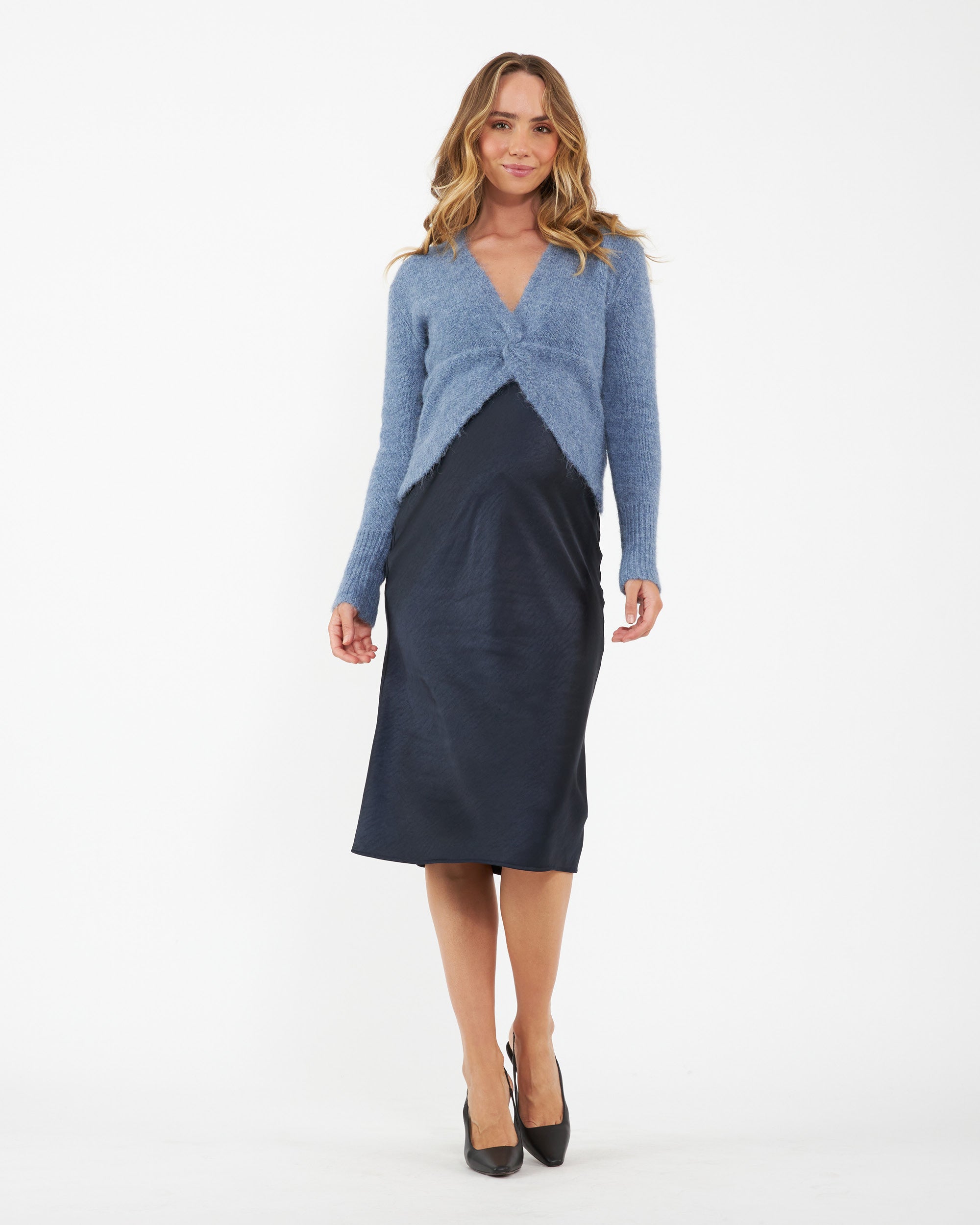 Lexie Satin Skirt Navy