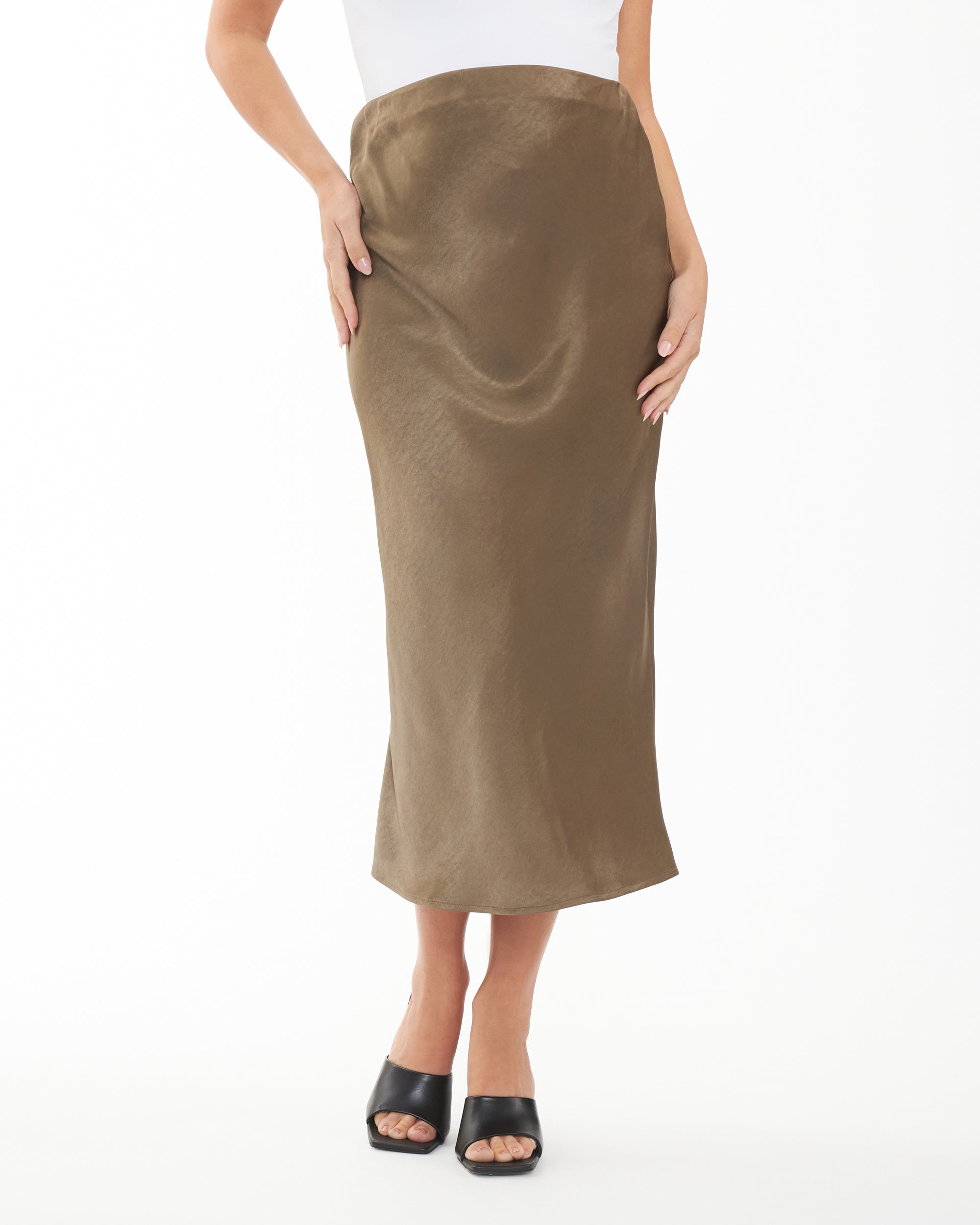 Lexie Satin Skirt Olive