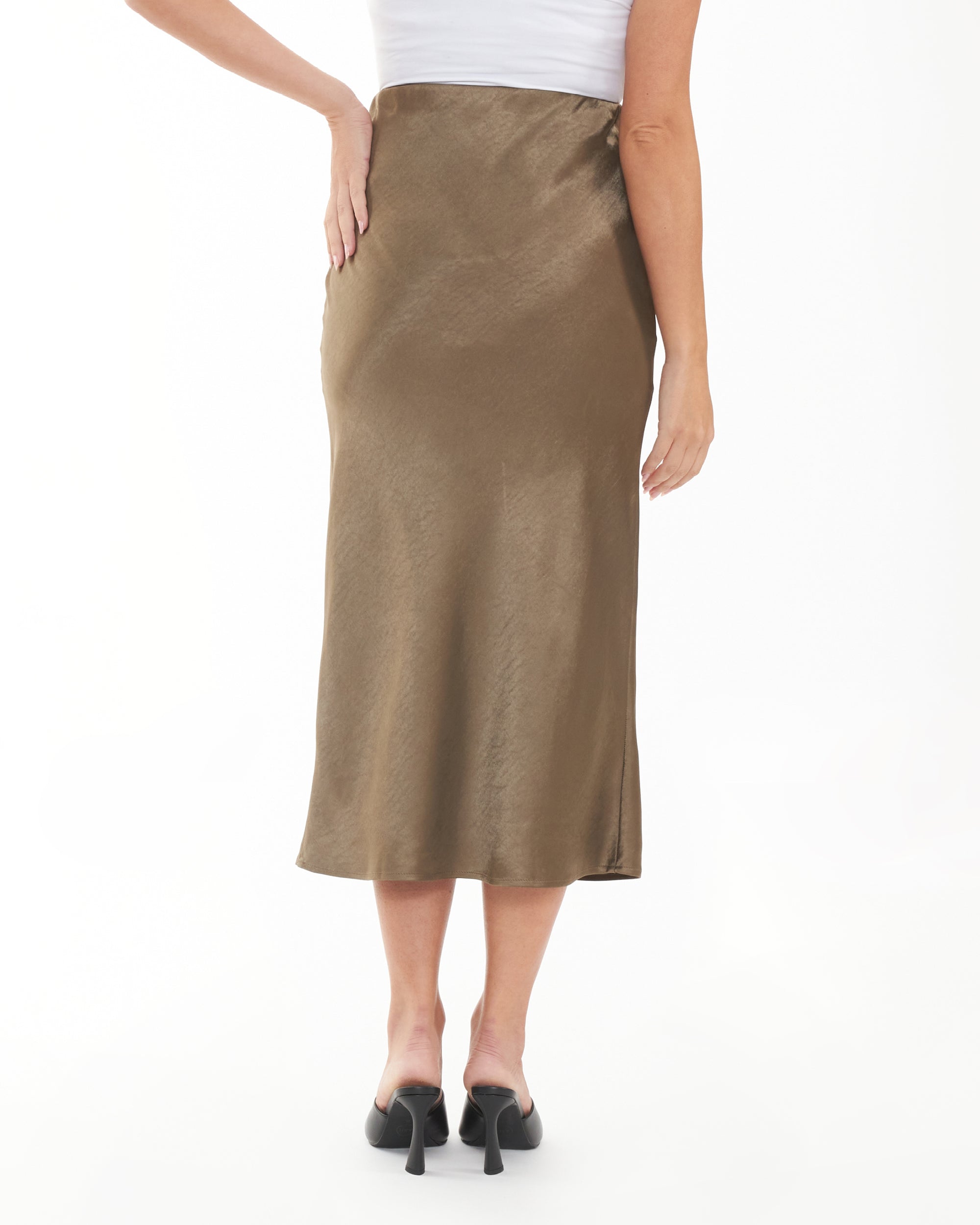 Lexie Satin Skirt Olive