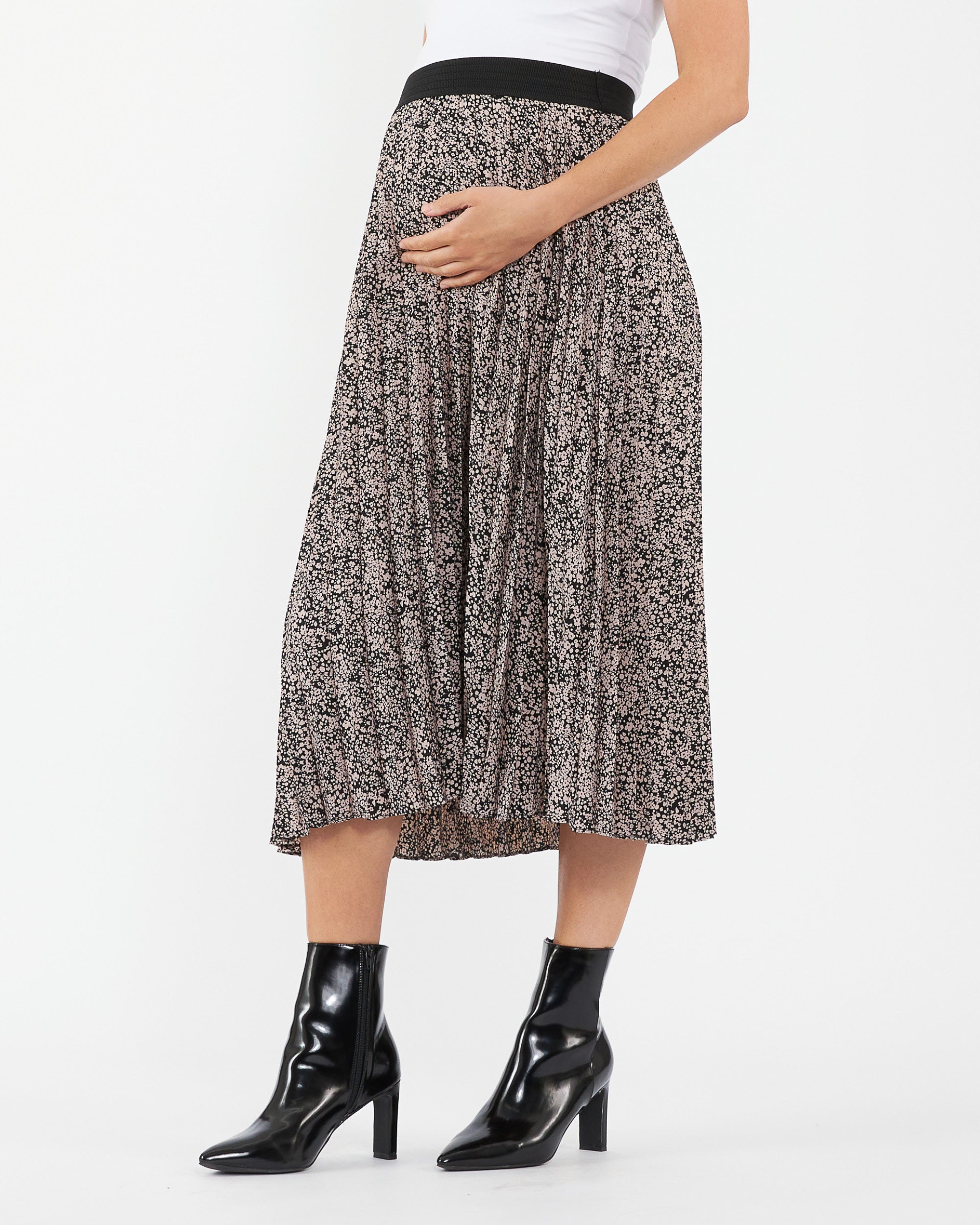 Florence Pleat Skirt Black / Dusty Pink