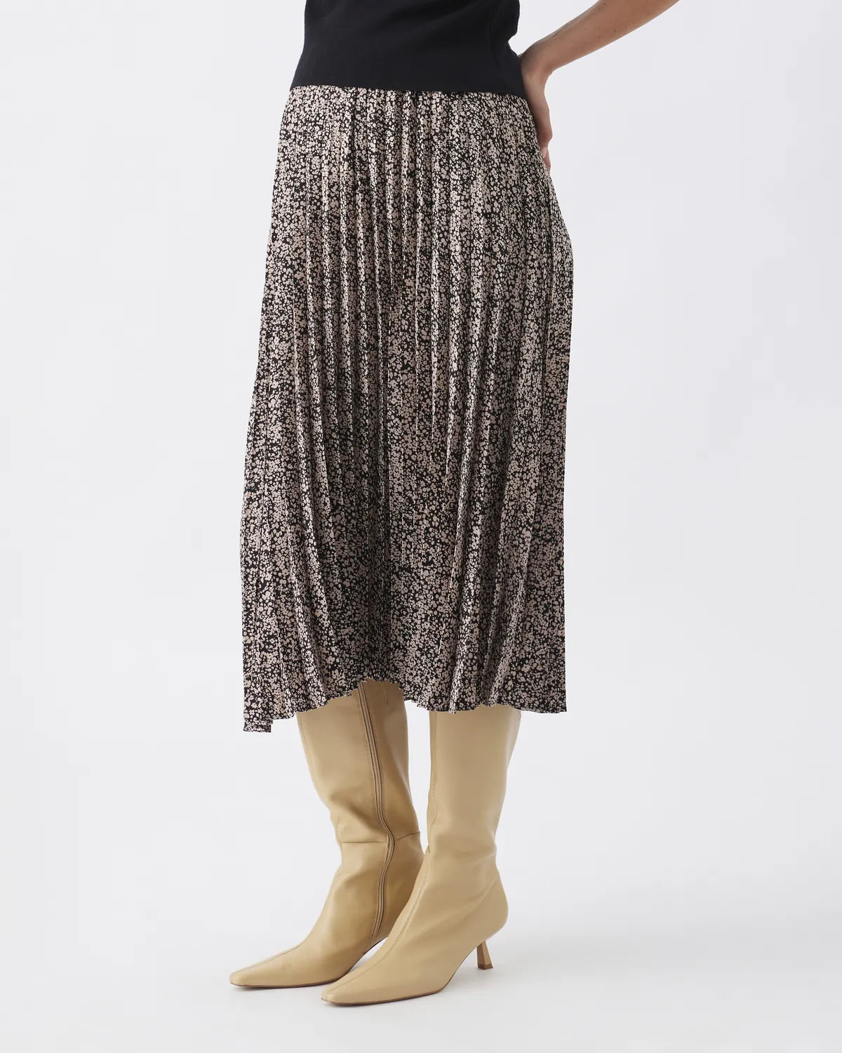 Florence Pleat Skirt Black / Dusty Pink