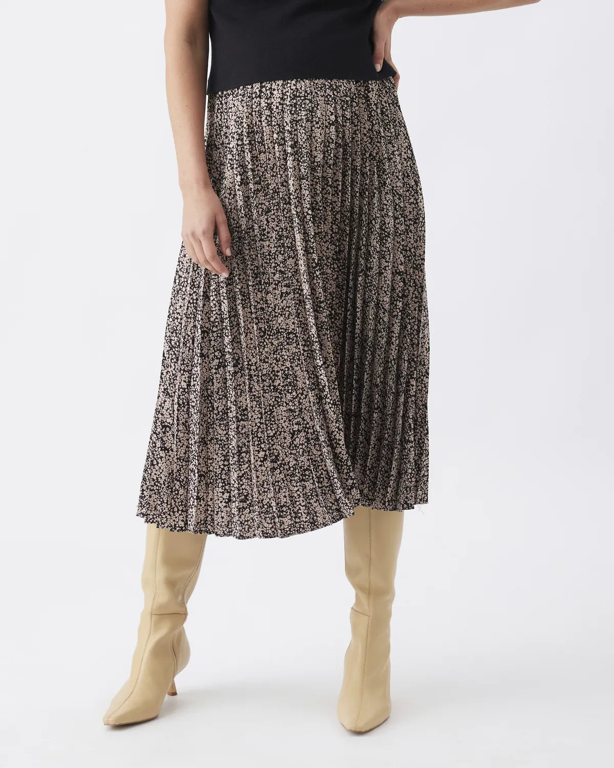 Florence Pleat Skirt Black / Dusty Pink