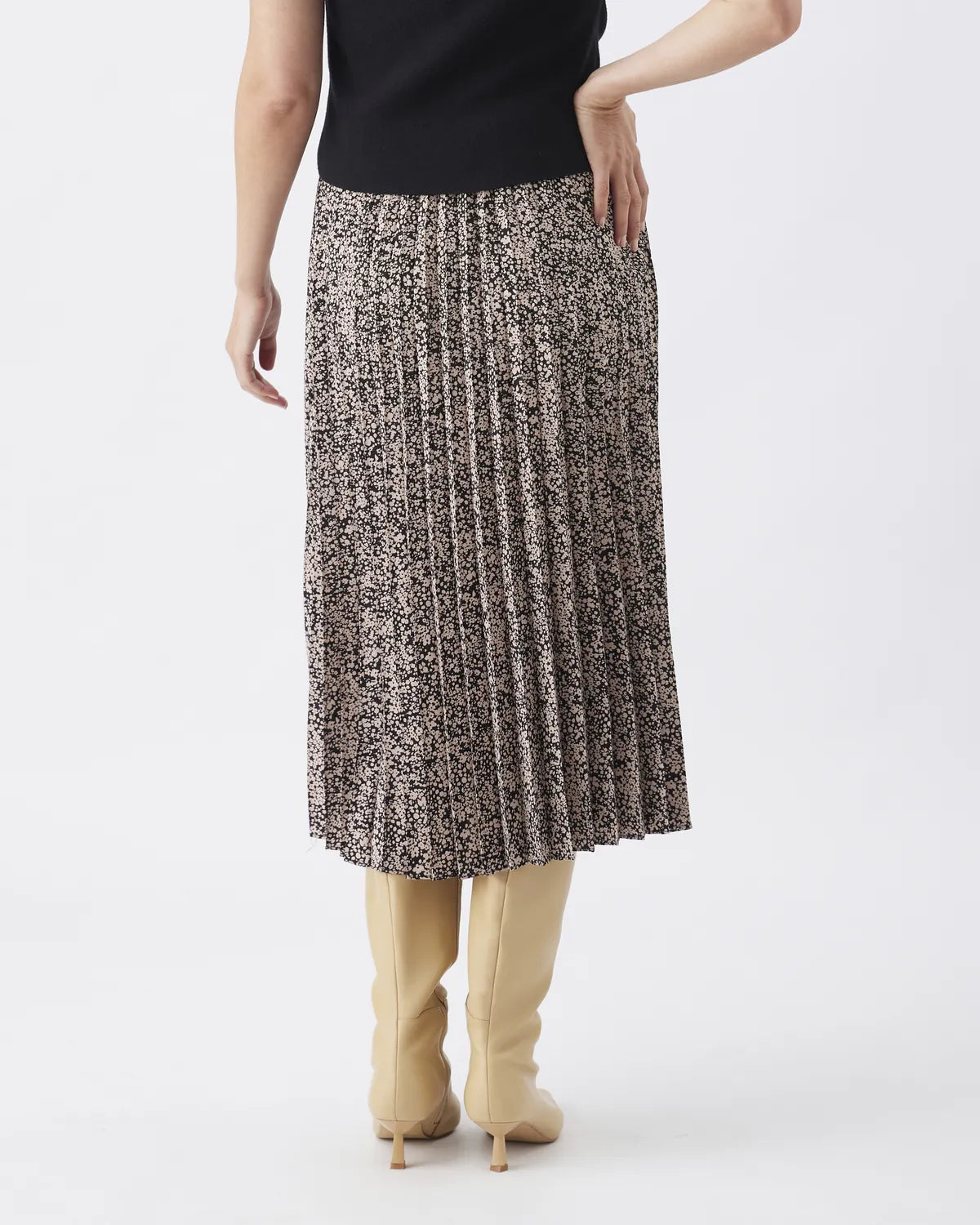 Florence Pleat Skirt Black / Dusty Pink