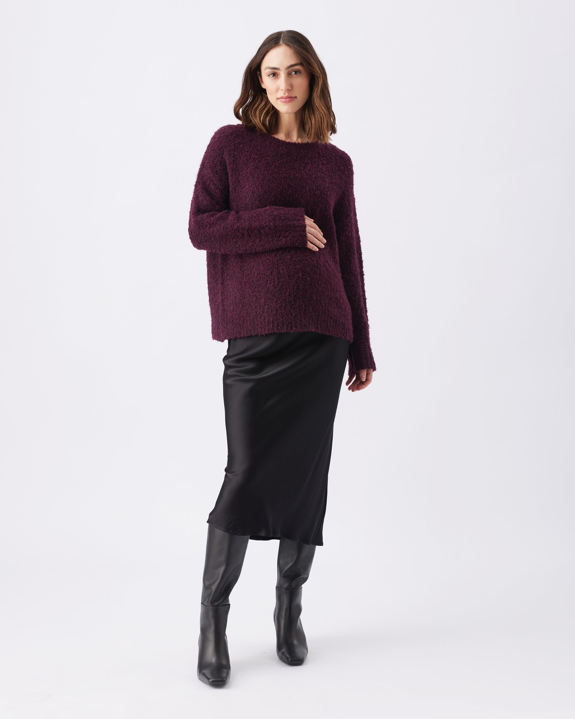 Crystal Satin Skirt Black