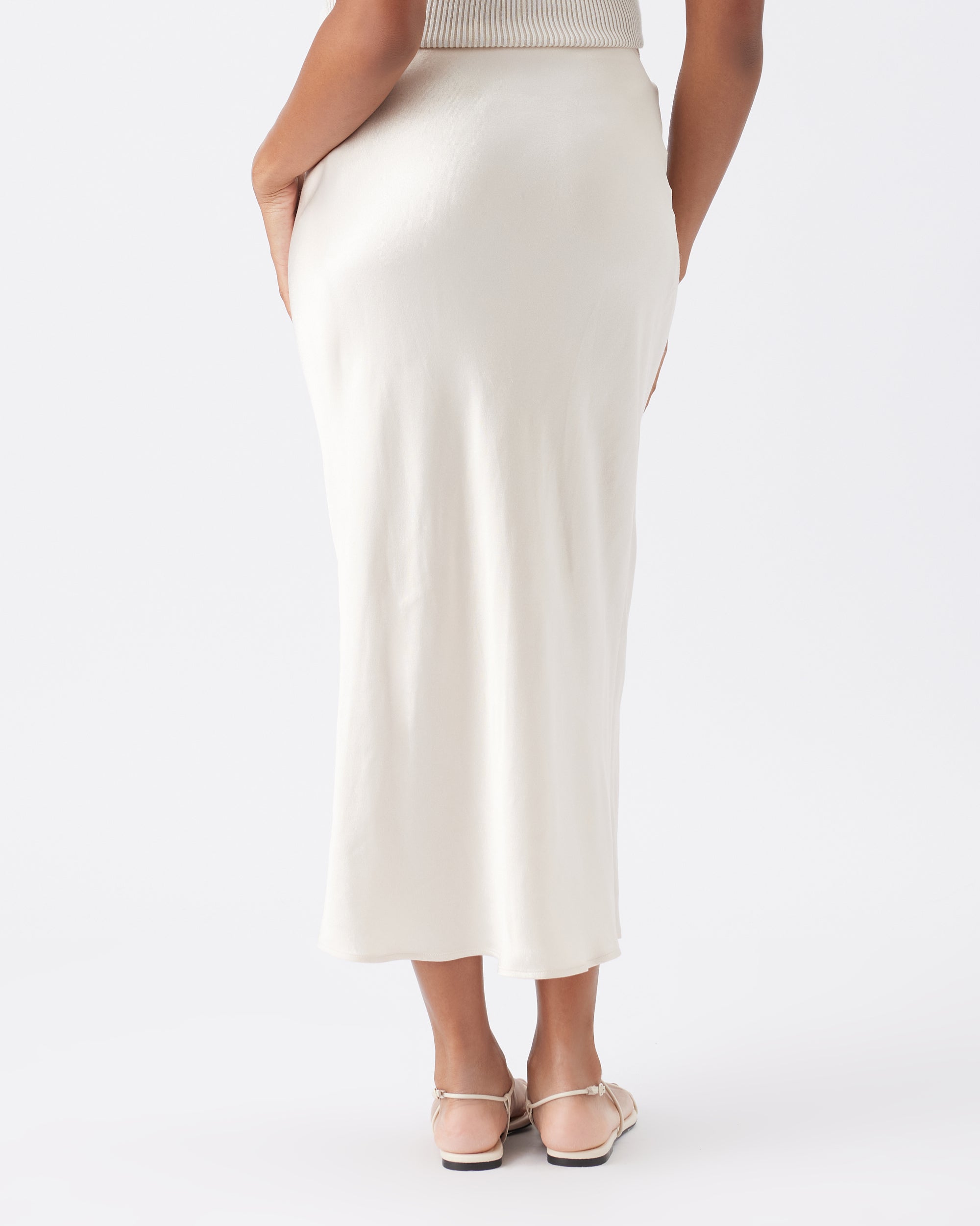 Crystal Satin Skirt Oyster