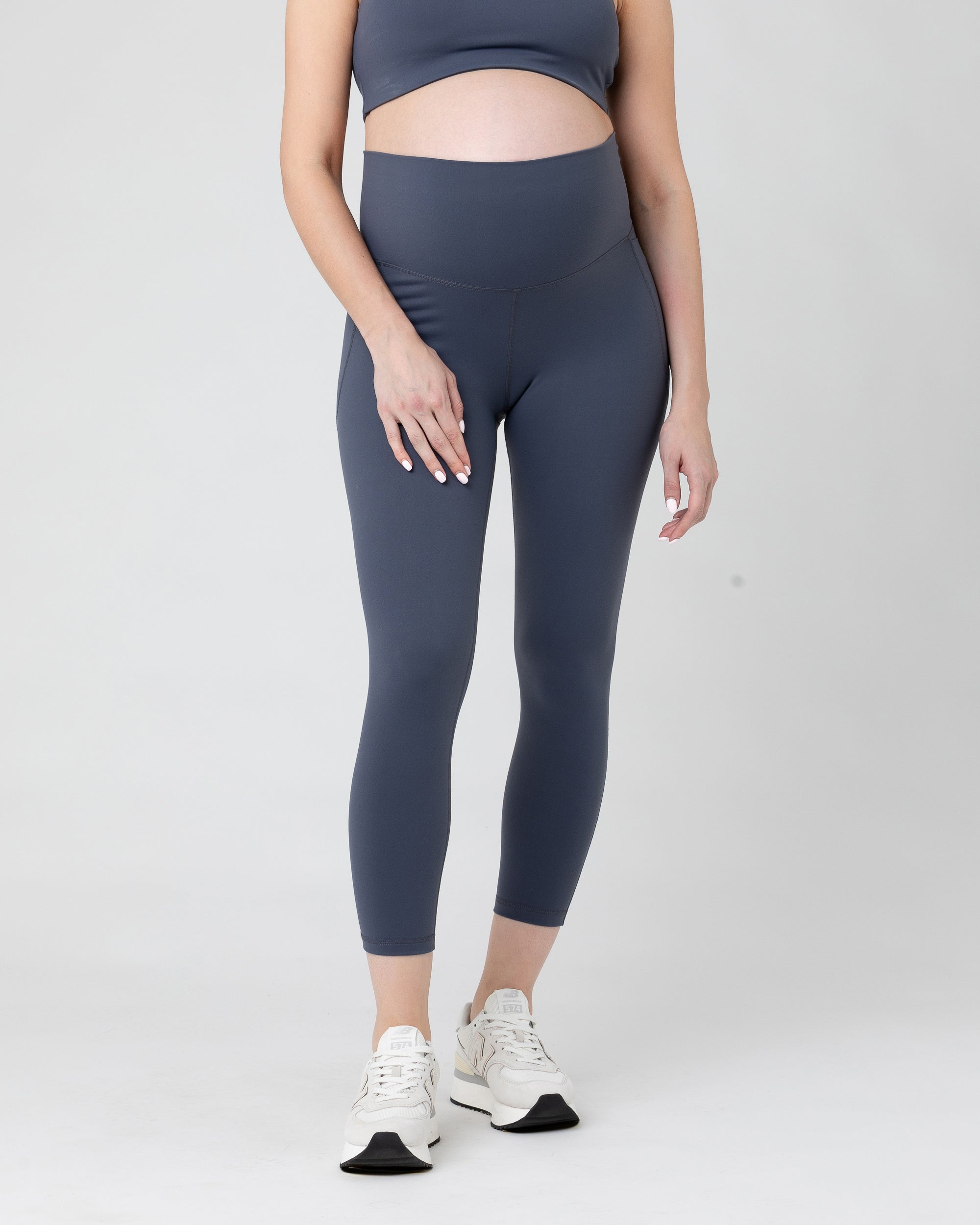 Tempo Crop Legging Blue Steel