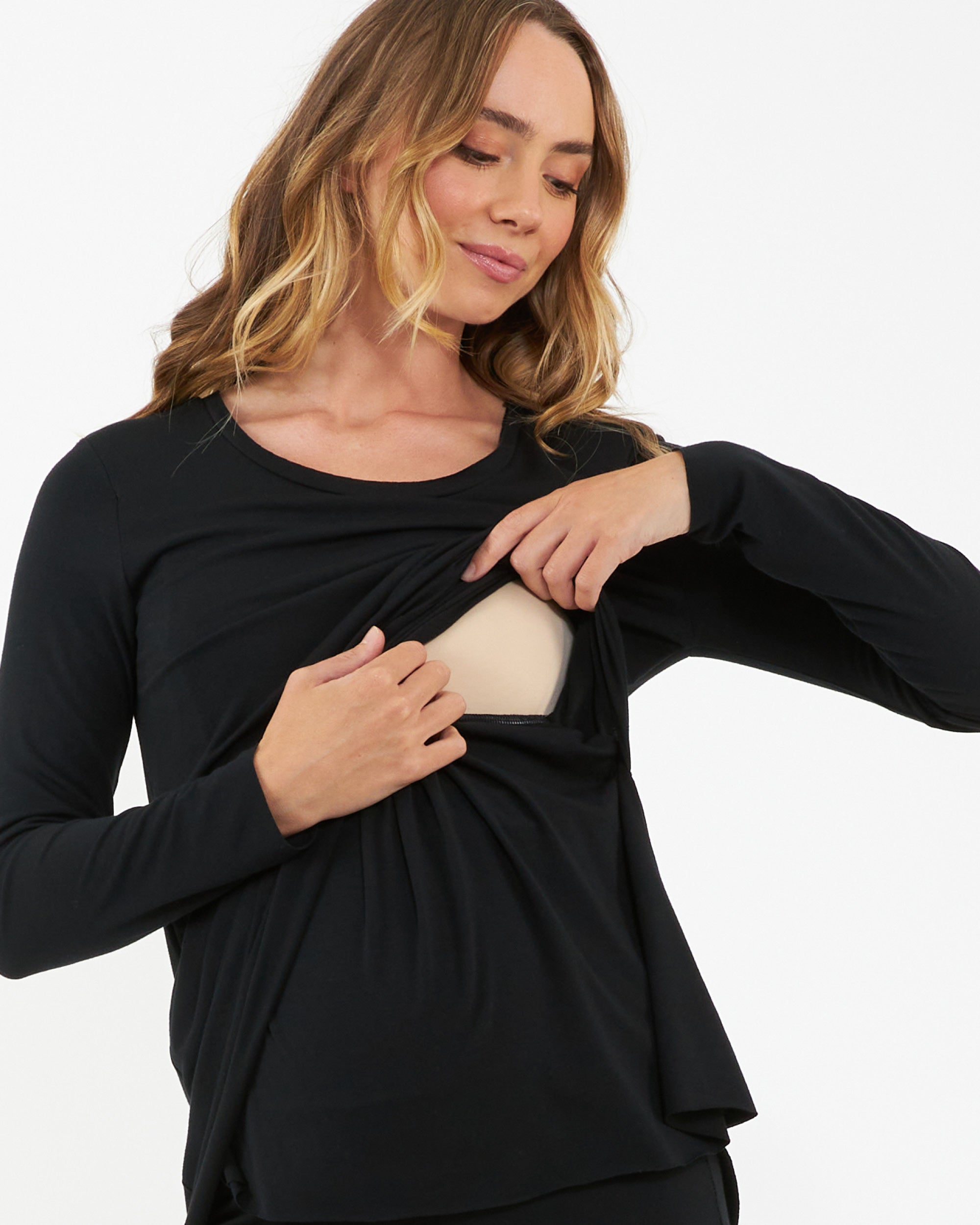 Raw Edge Nursing Top Black