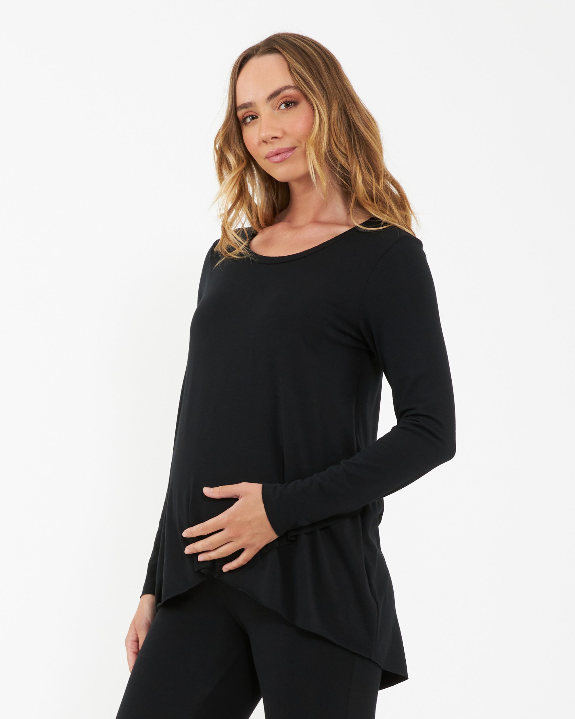 Raw Edge Nursing Top Black