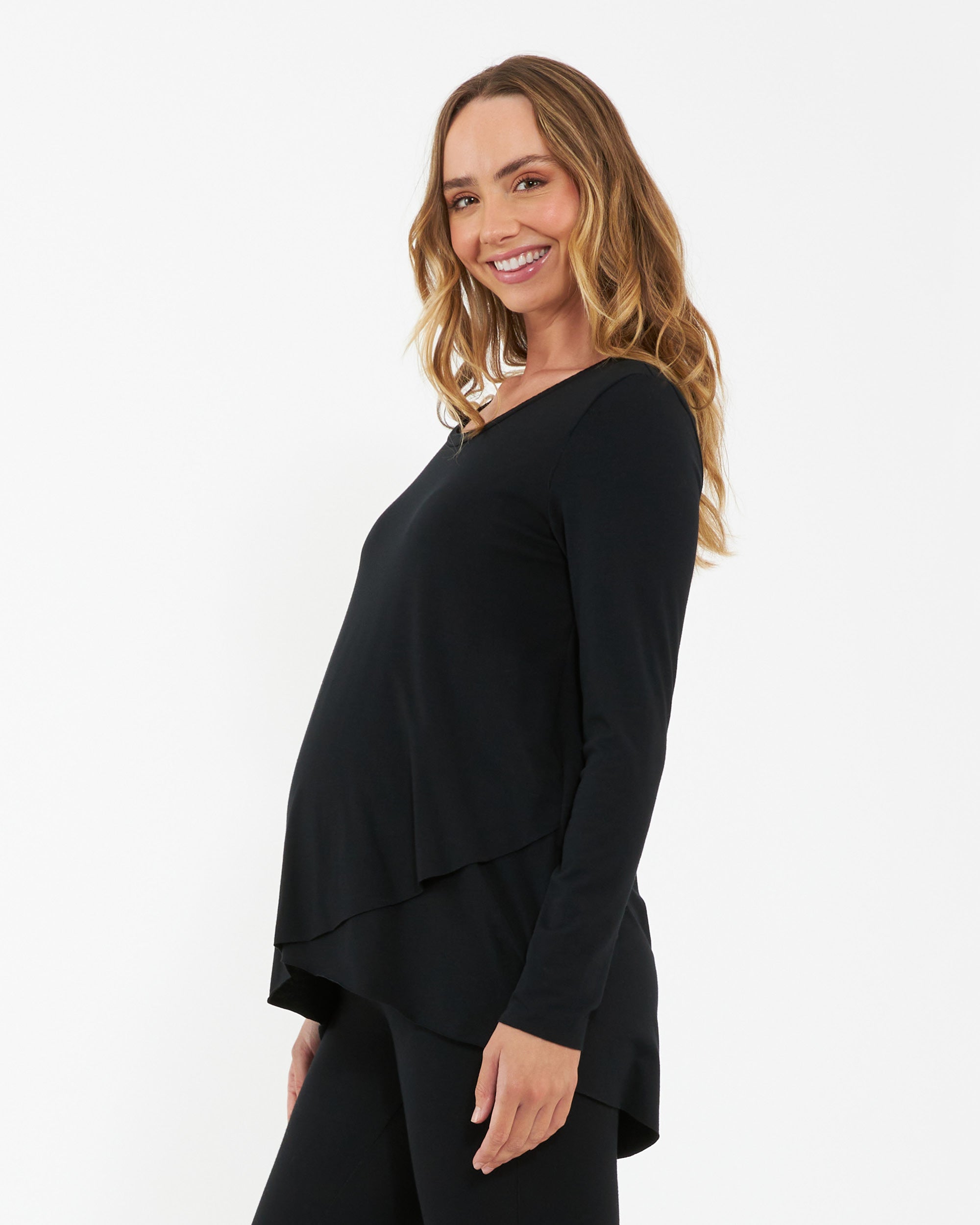 Raw Edge Nursing Top Black