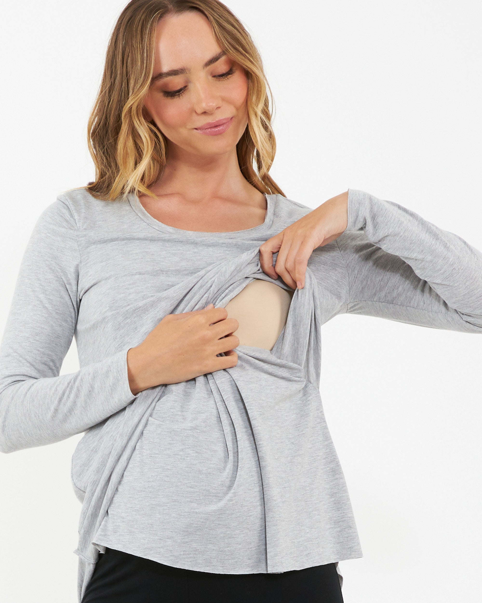 Raw Edge Nursing Top Silver Marle