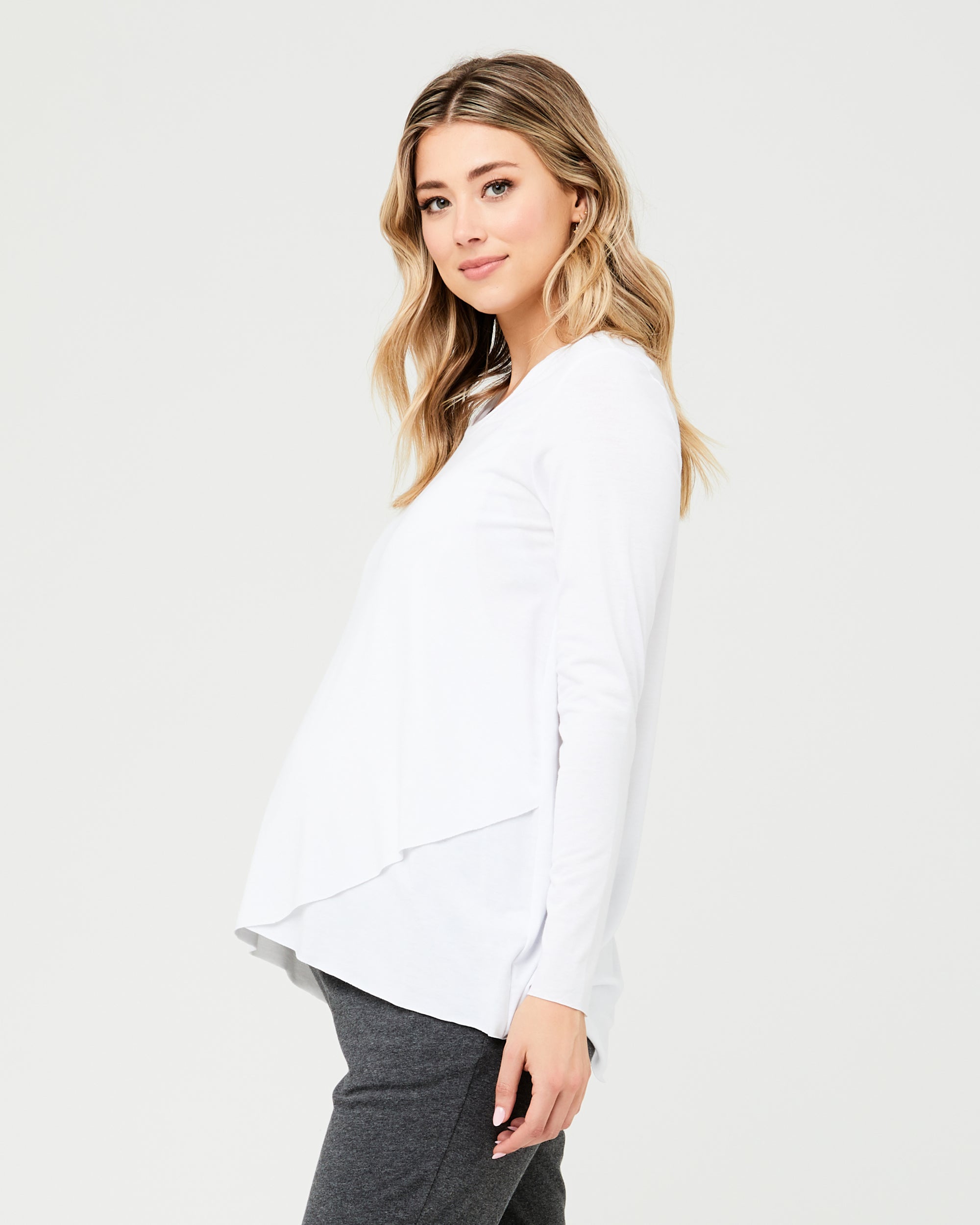 Raw Edge Nursing Top White