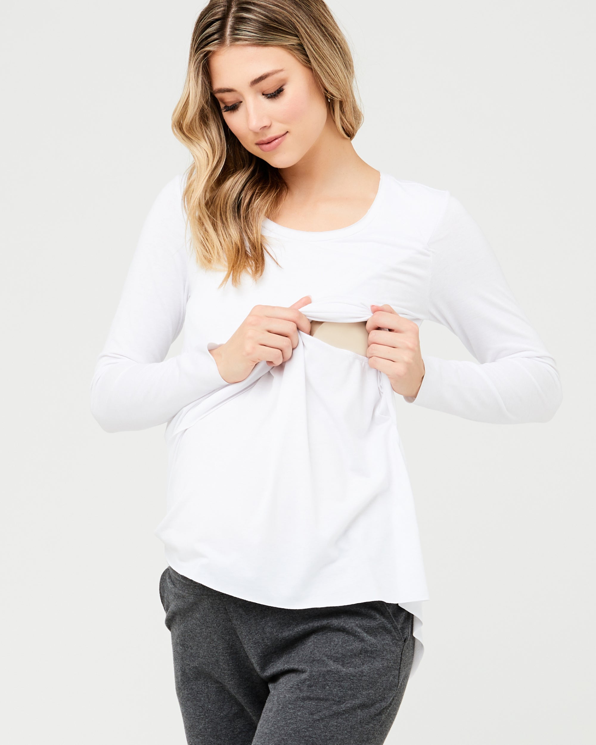 Raw Edge Nursing Top White