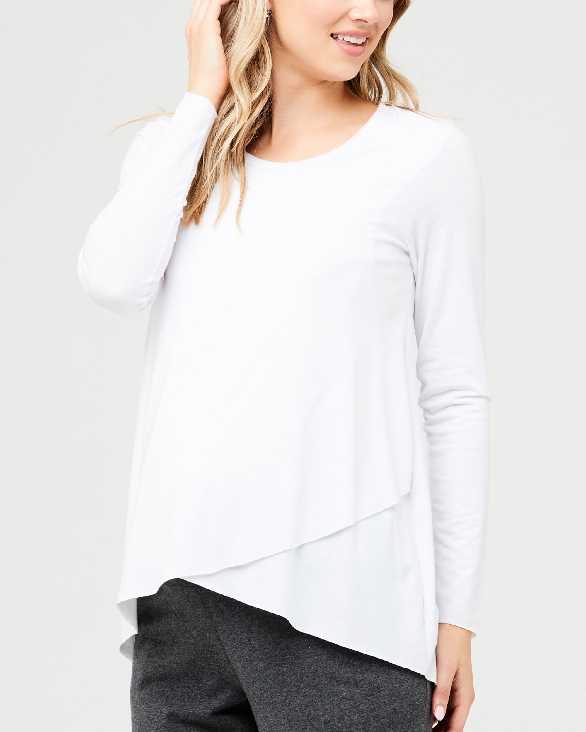 Raw Edge Nursing Top White