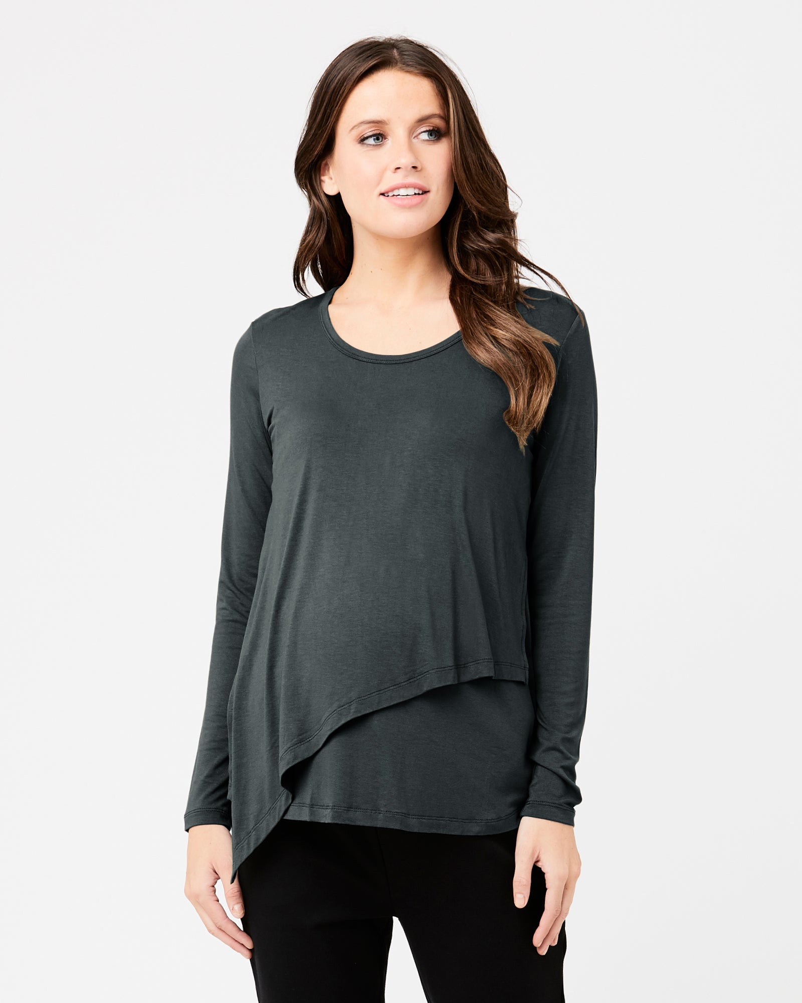 Long Sleeve Lara Nursing Tee Gravel