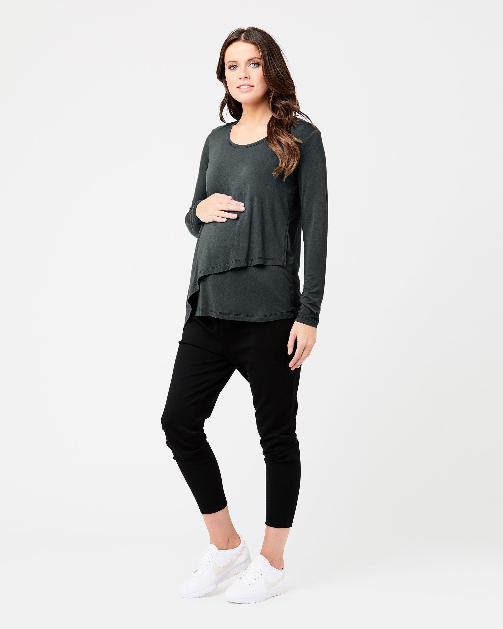 Long Sleeve Lara Nursing Tee Gravel