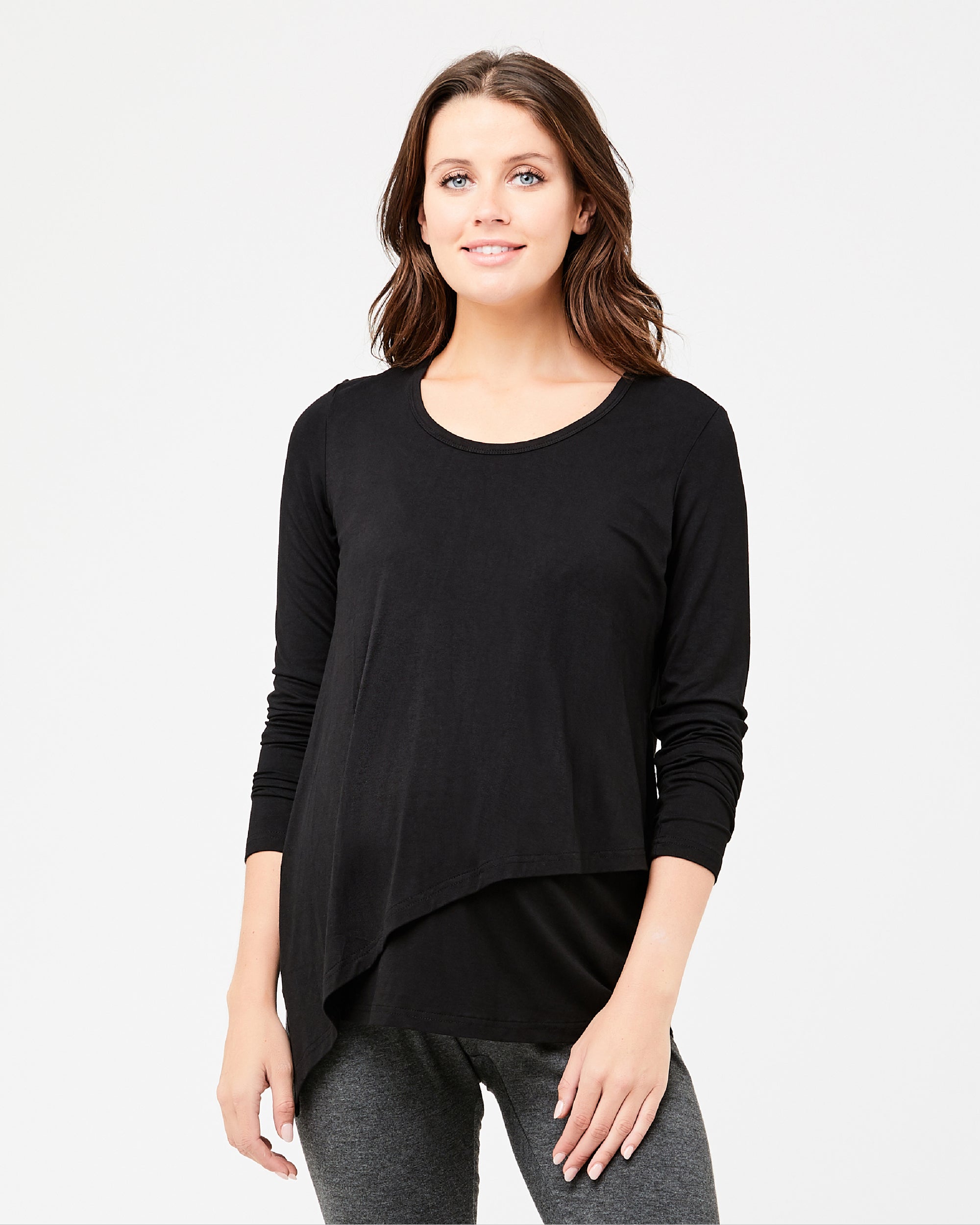 Long Sleeve Lara Nursing Tee Black