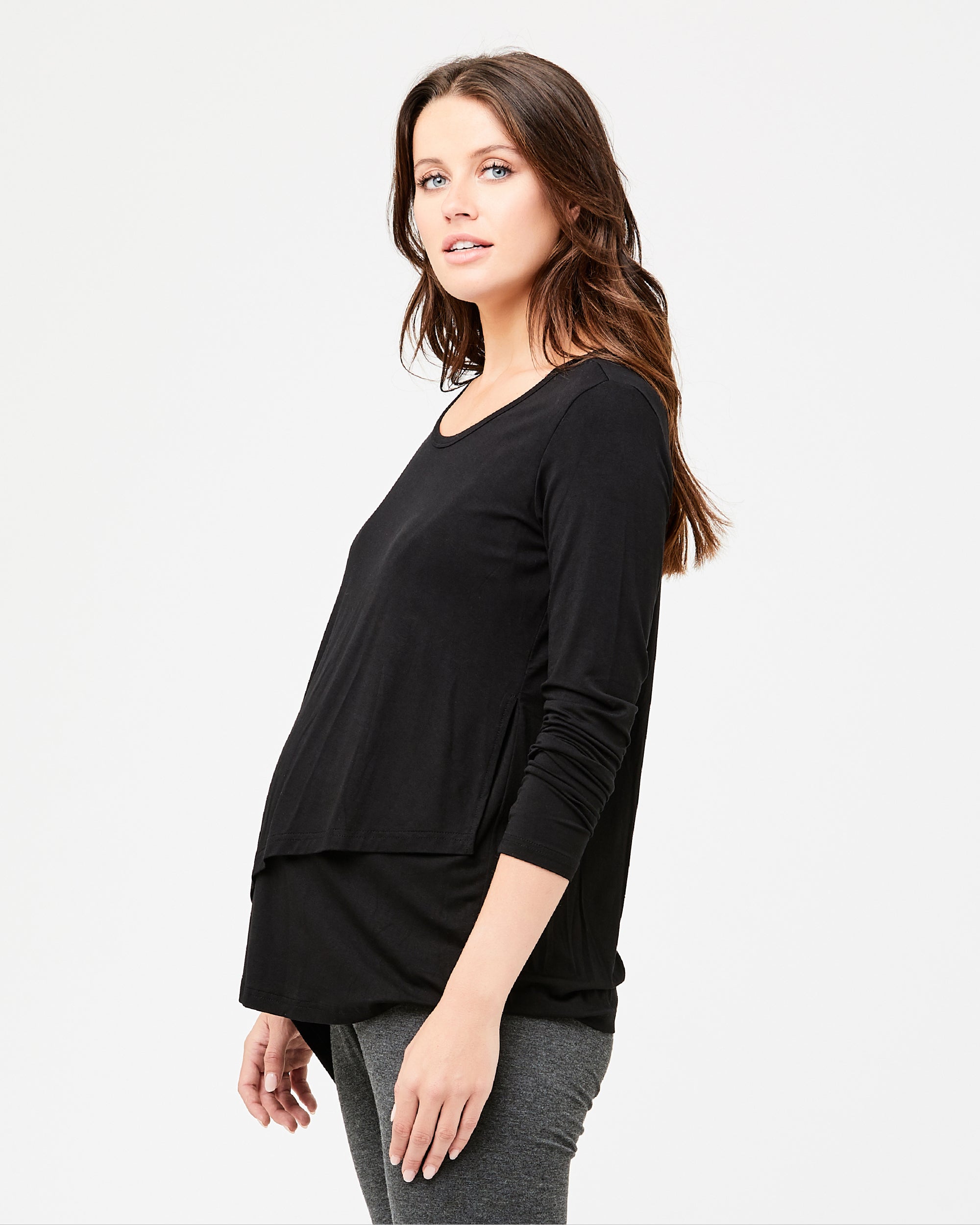 Long Sleeve Lara Nursing Tee Black