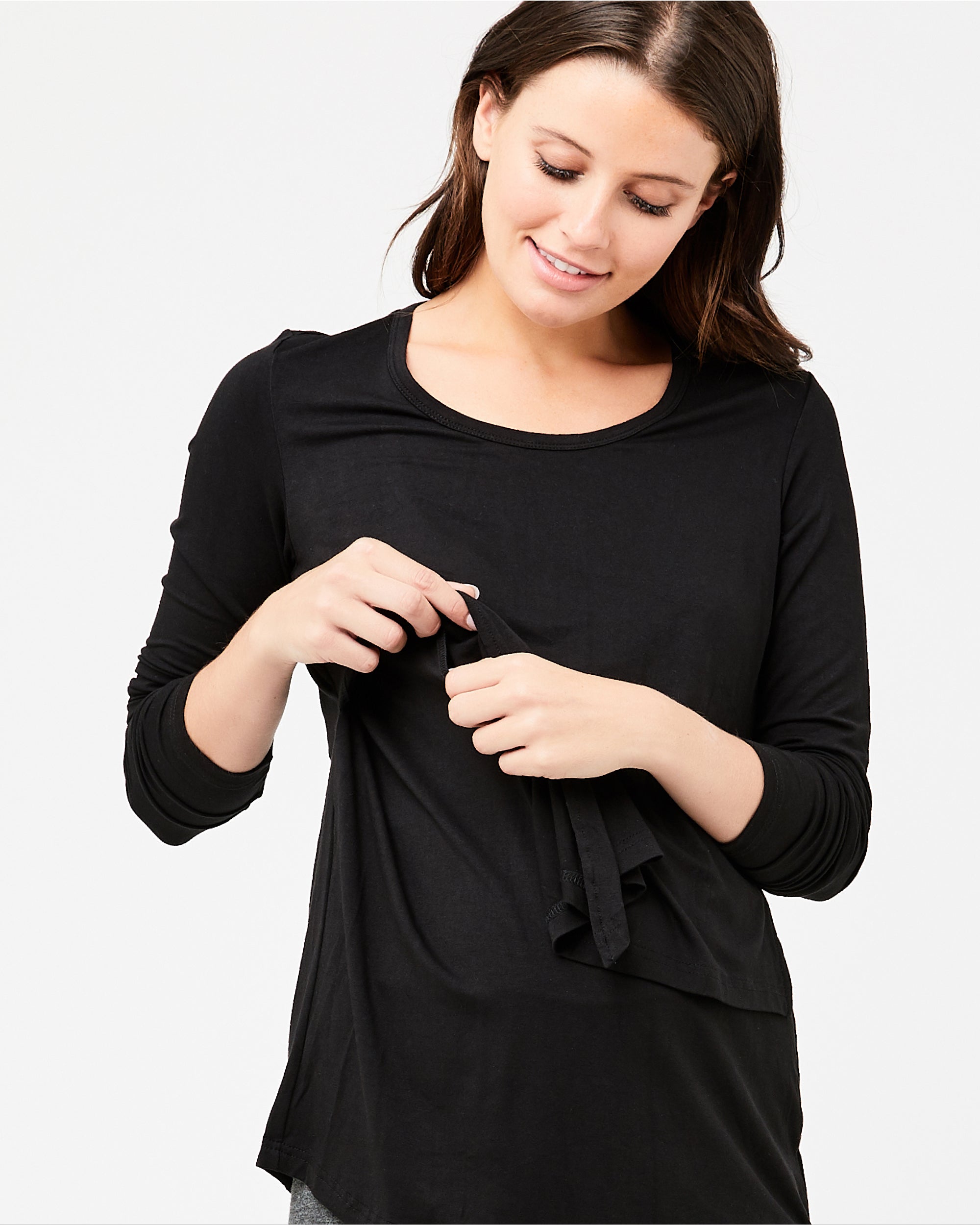 Long Sleeve Lara Nursing Tee Black