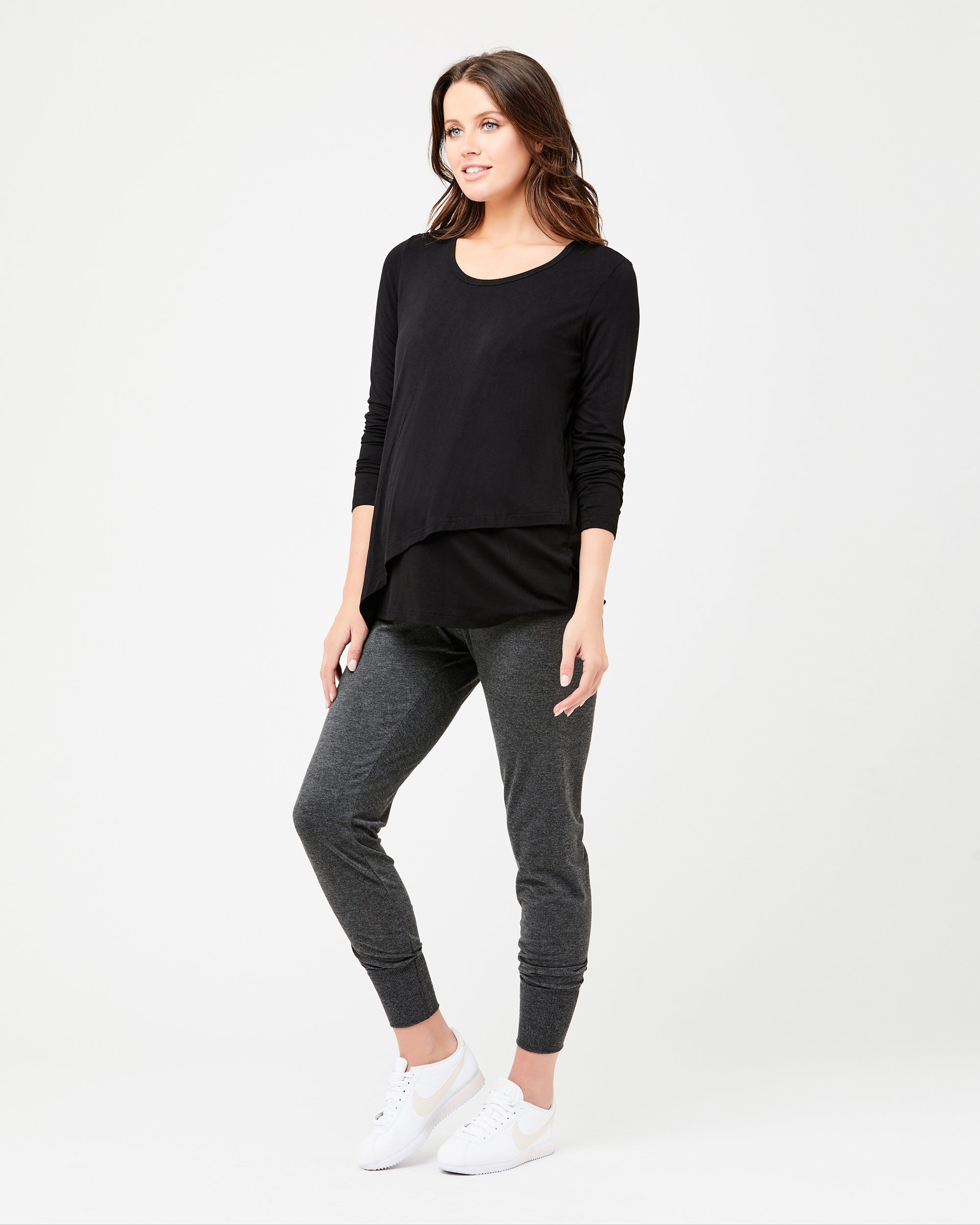 Long Sleeve Lara Nursing Tee Black