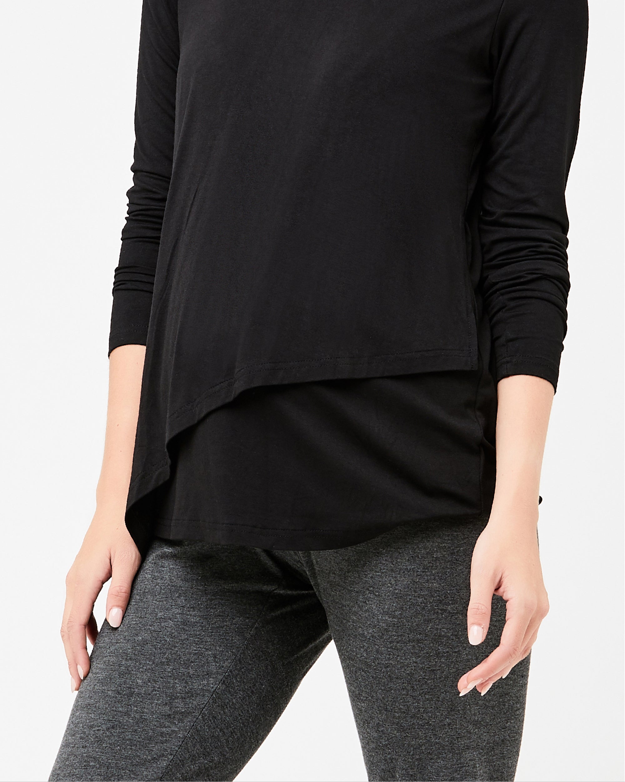 Long Sleeve Lara Nursing Tee Black