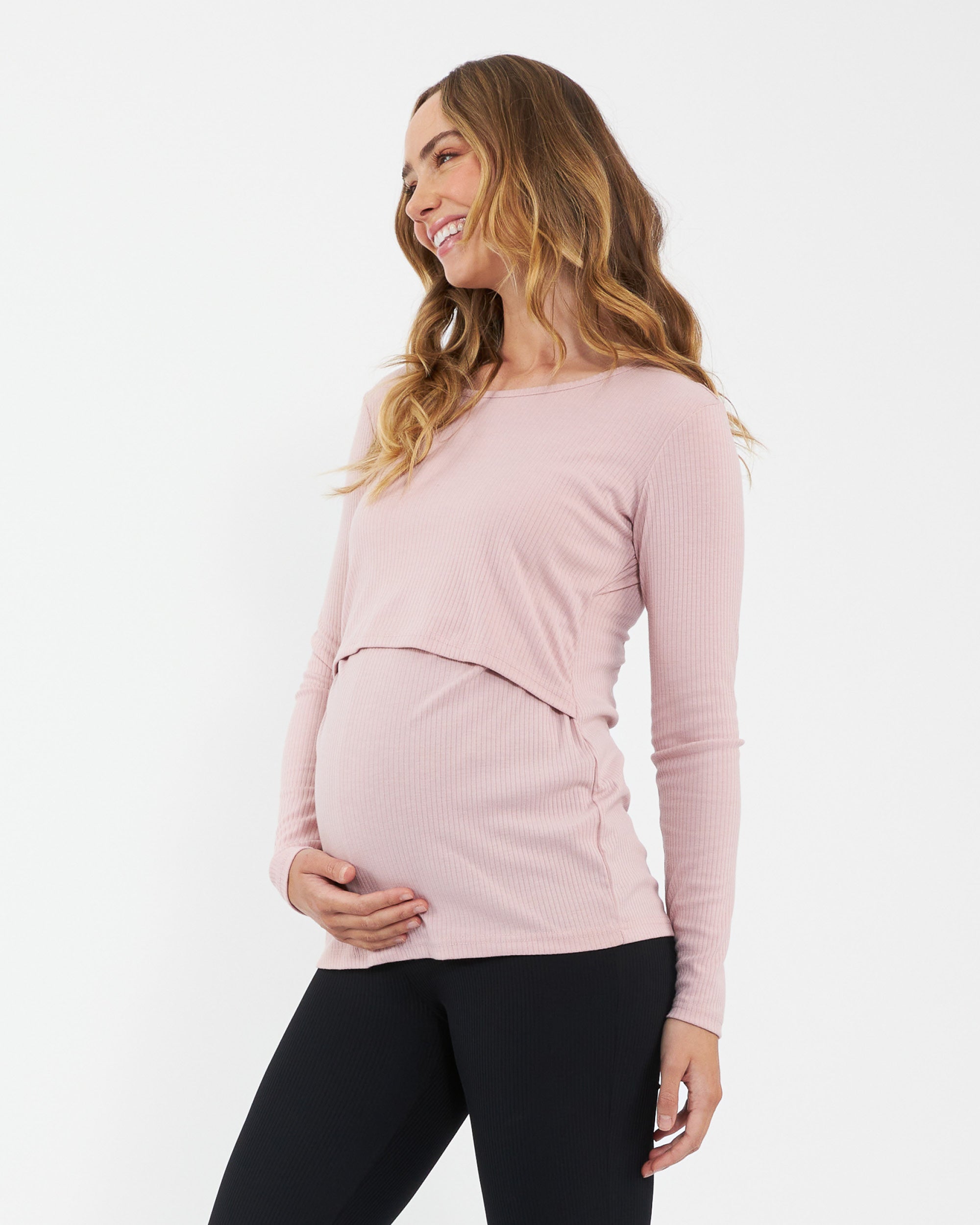 Tessa Rib Nursing Top Dusty Pink