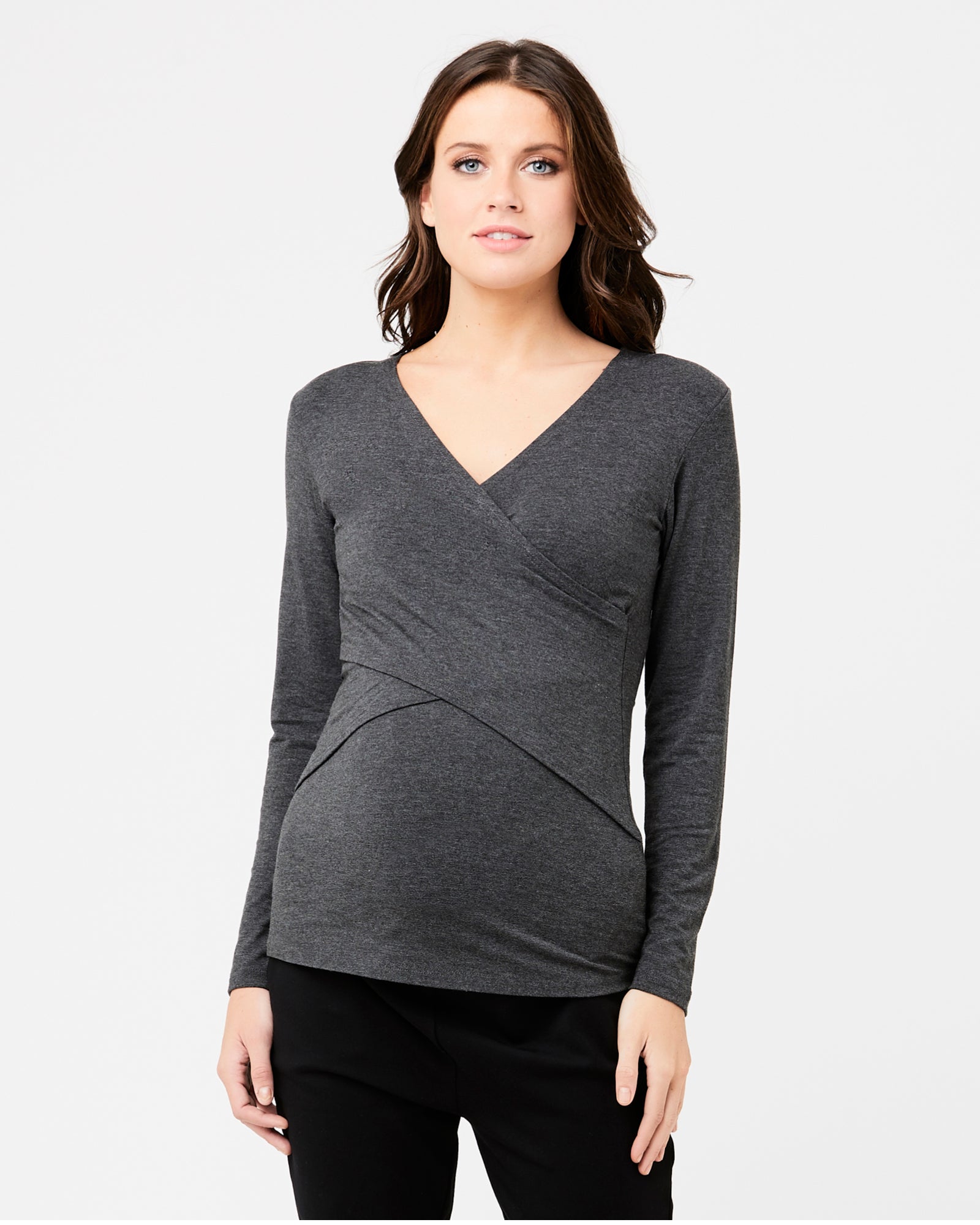 Embrace Long Sleeve Nursing Top Charcoal Marle