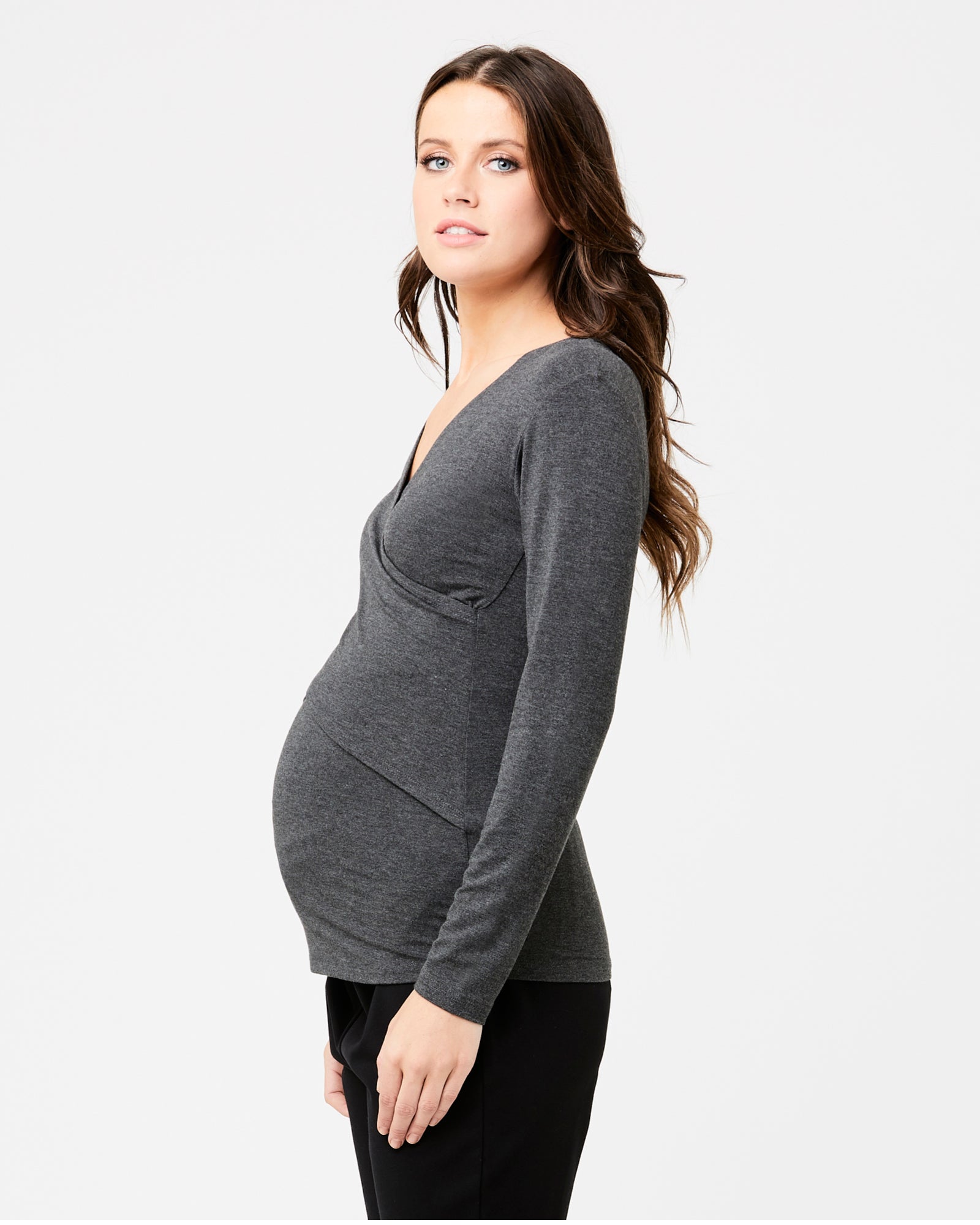 Embrace Long Sleeve Nursing Top Charcoal Marle