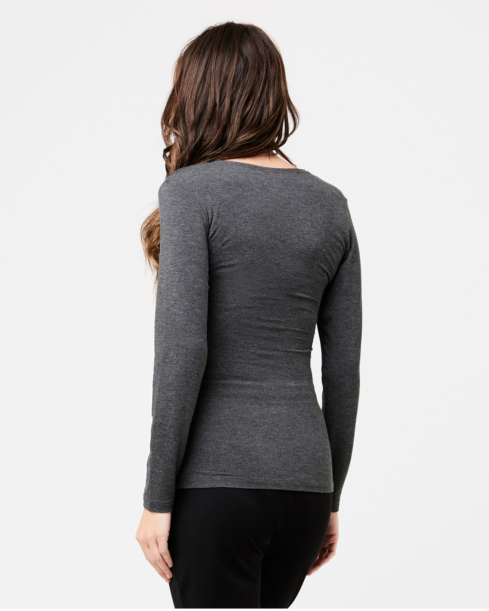 Embrace Long Sleeve Nursing Top Charcoal Marle