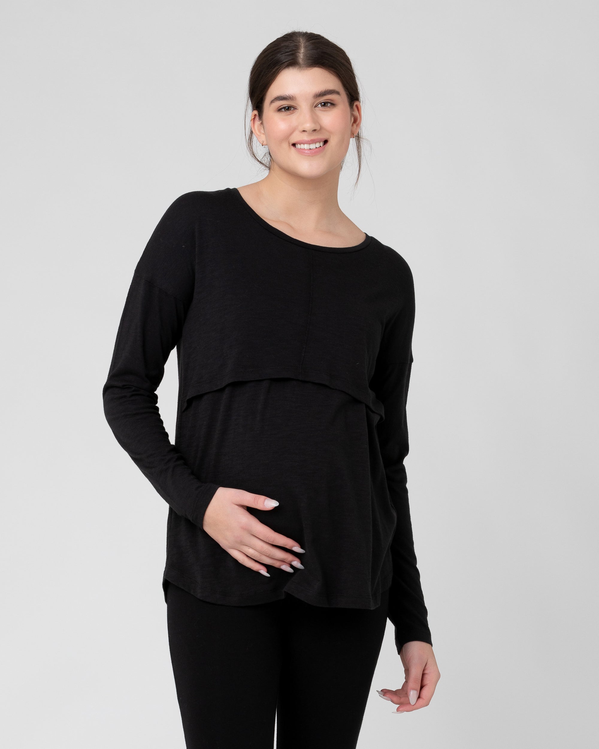 Richie Long Sleeve Nursing Tee Black