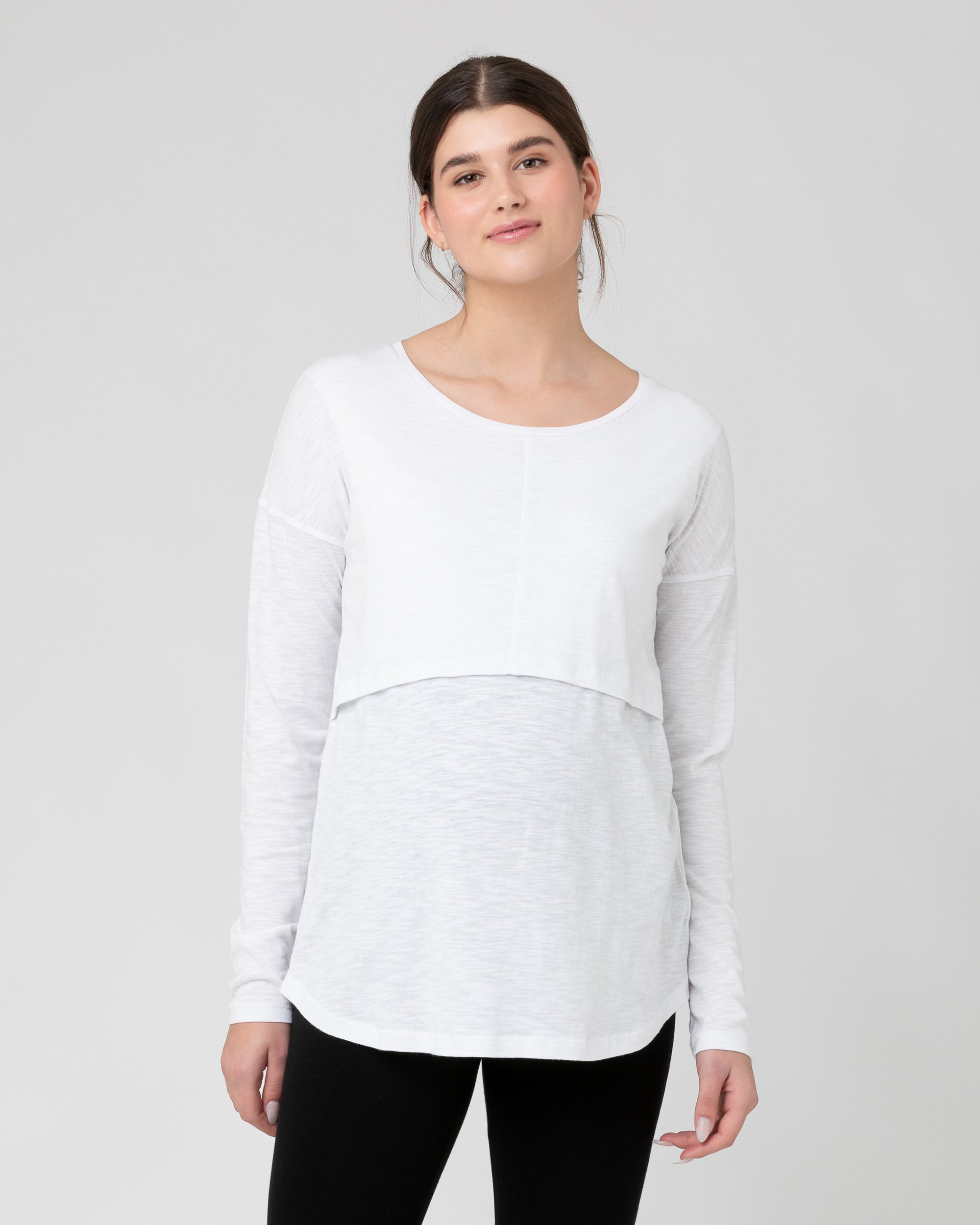 Richie Long Sleeve Nursing Tee White