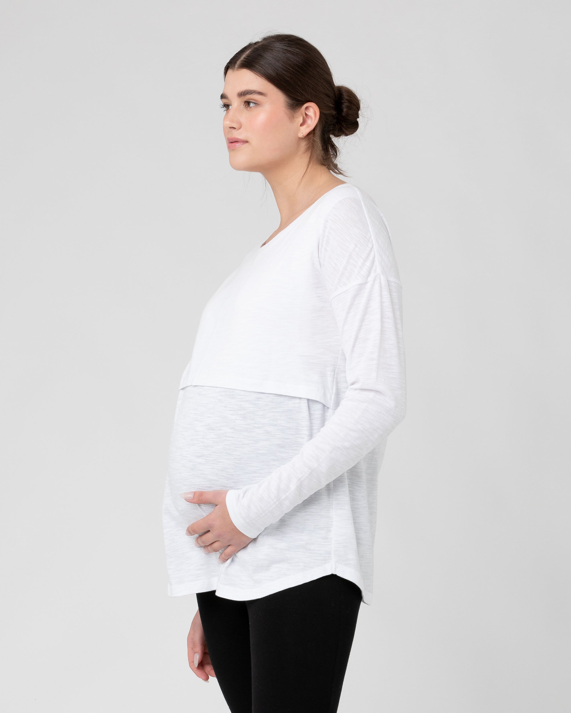 Richie Long Sleeve Nursing Tee White