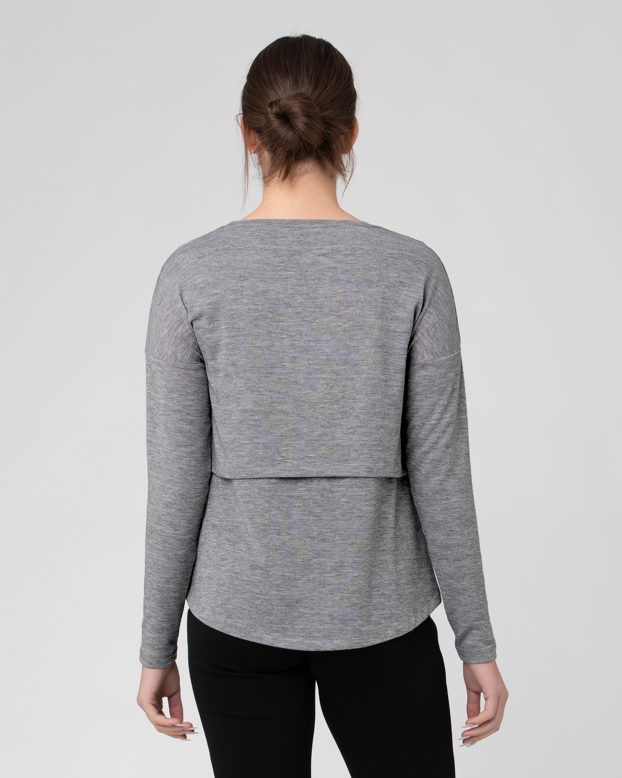 Nora Lift Up Nursing Top Light Grey Marle