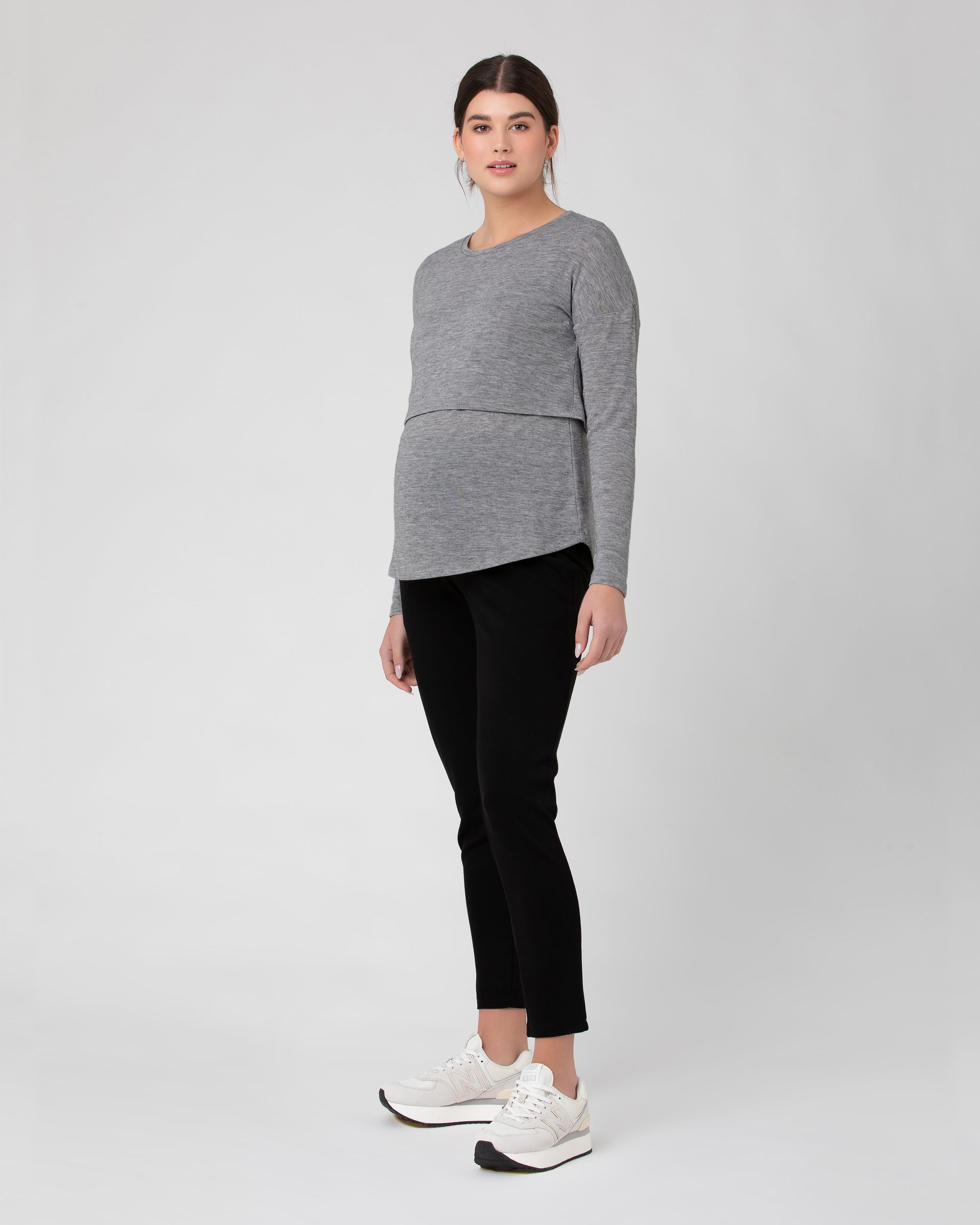 Nora Lift Up Nursing Top Light Grey Marle