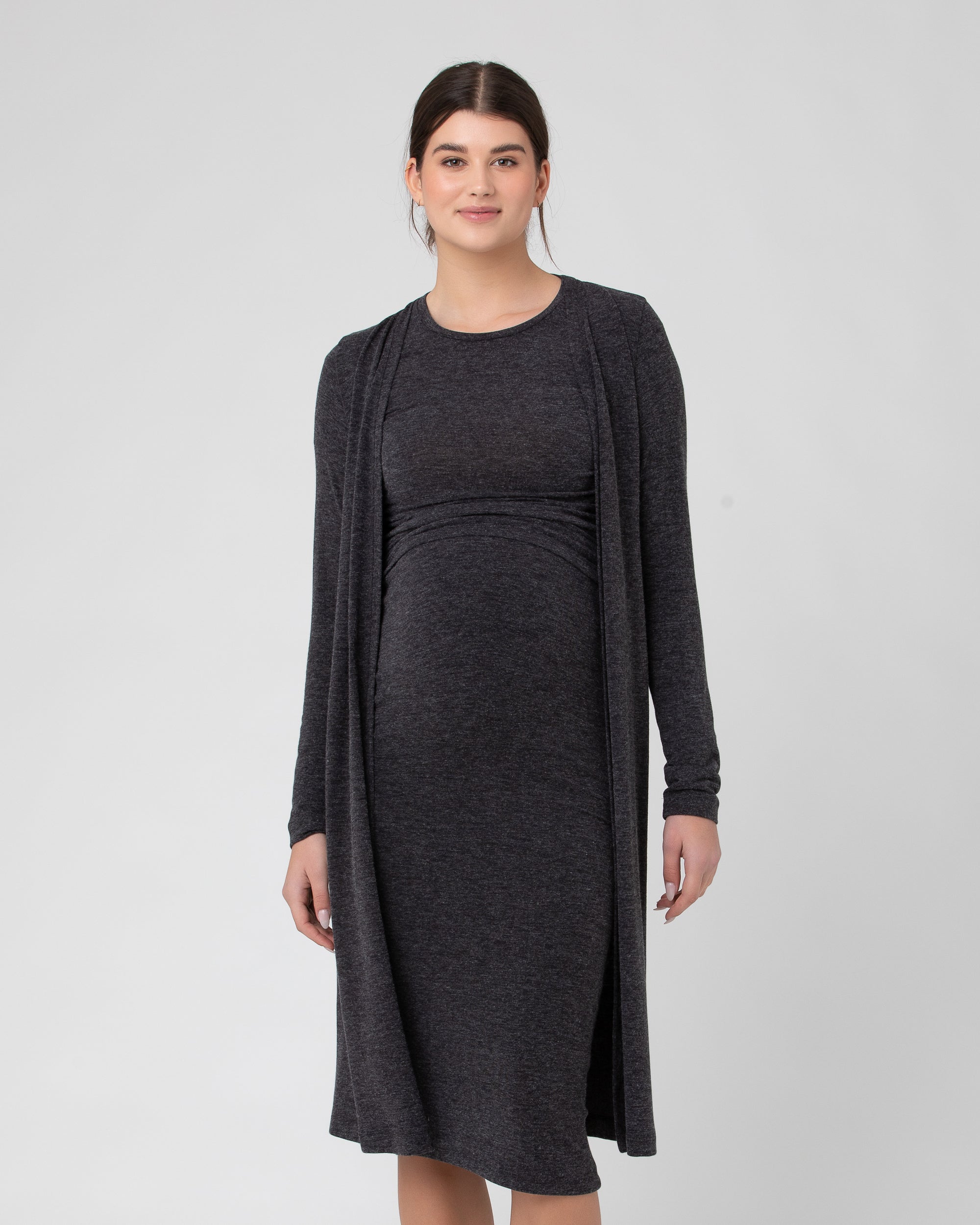 Nina Longline Cardigan Dark Charcoal