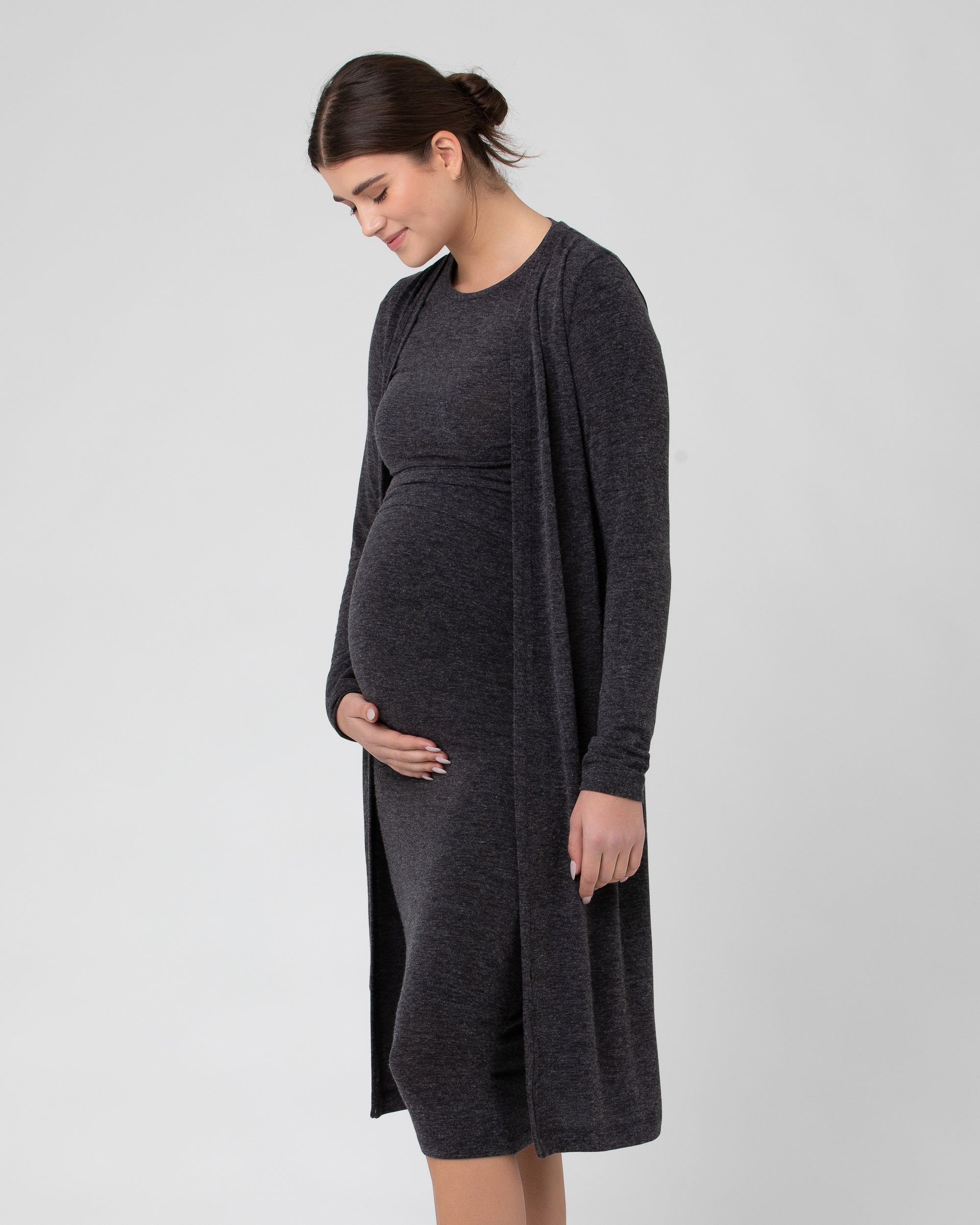 Nina Longline Cardigan Dark Charcoal