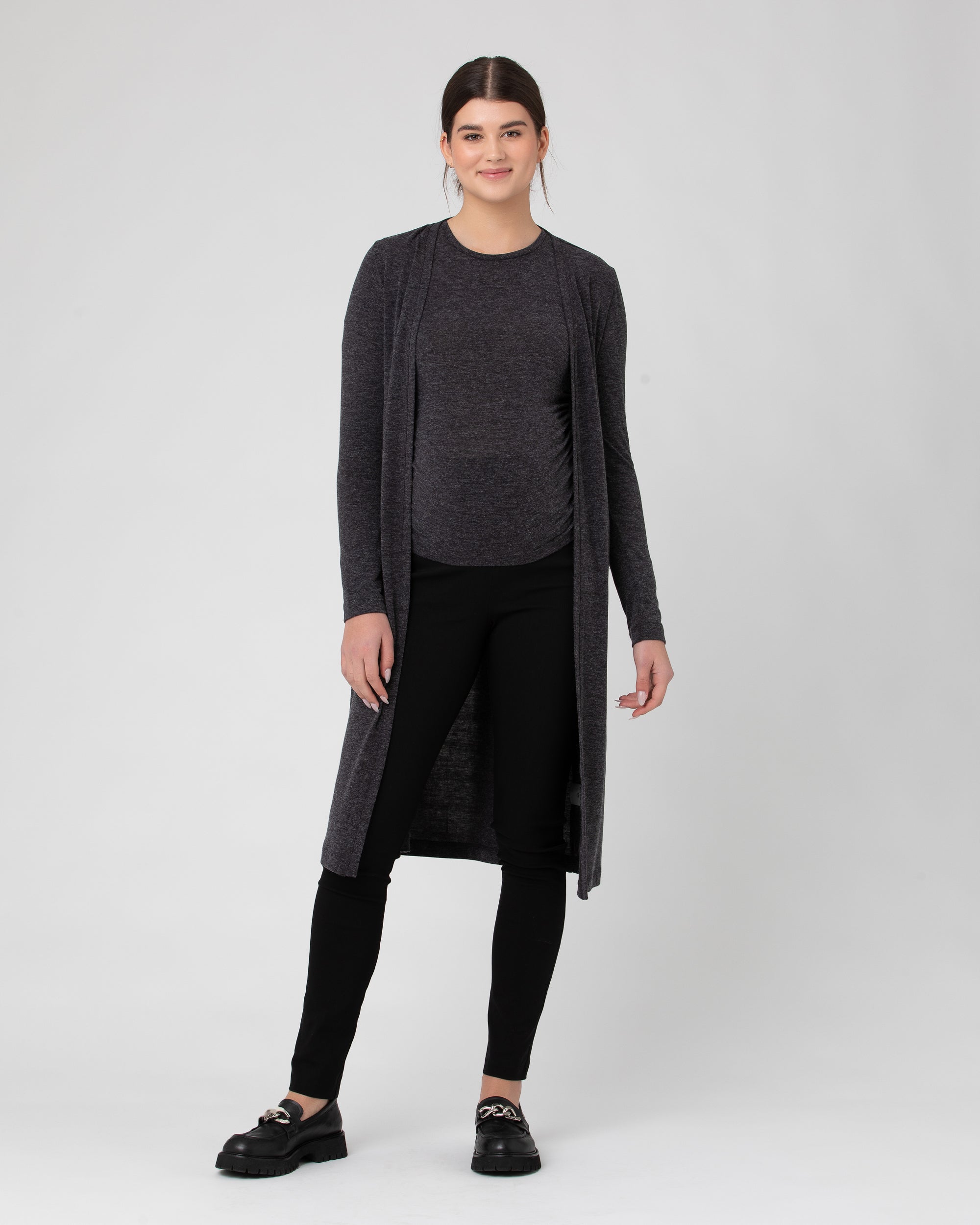 Nina Longline Cardigan Dark Charcoal