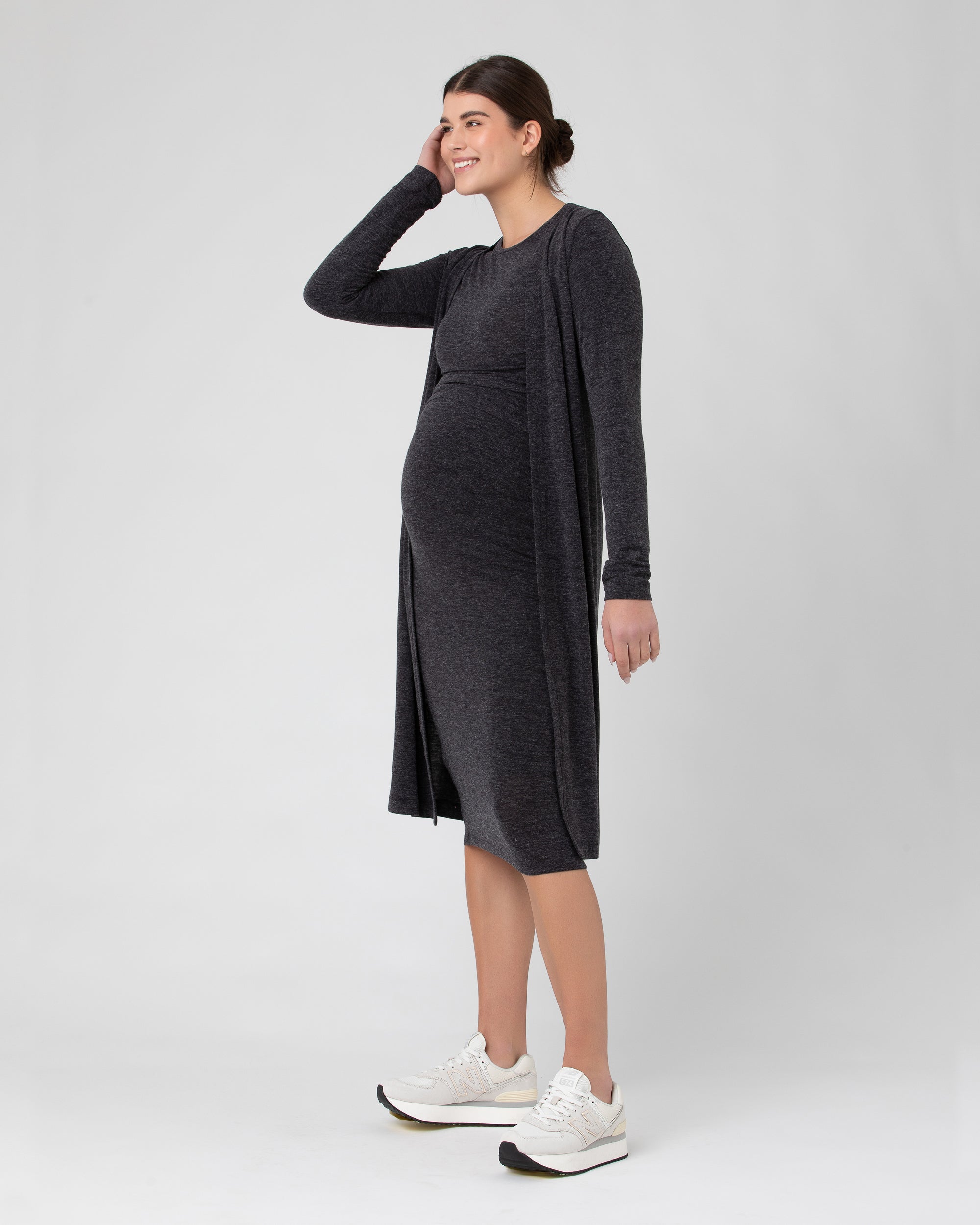 Nina Longline Cardigan Dark Charcoal