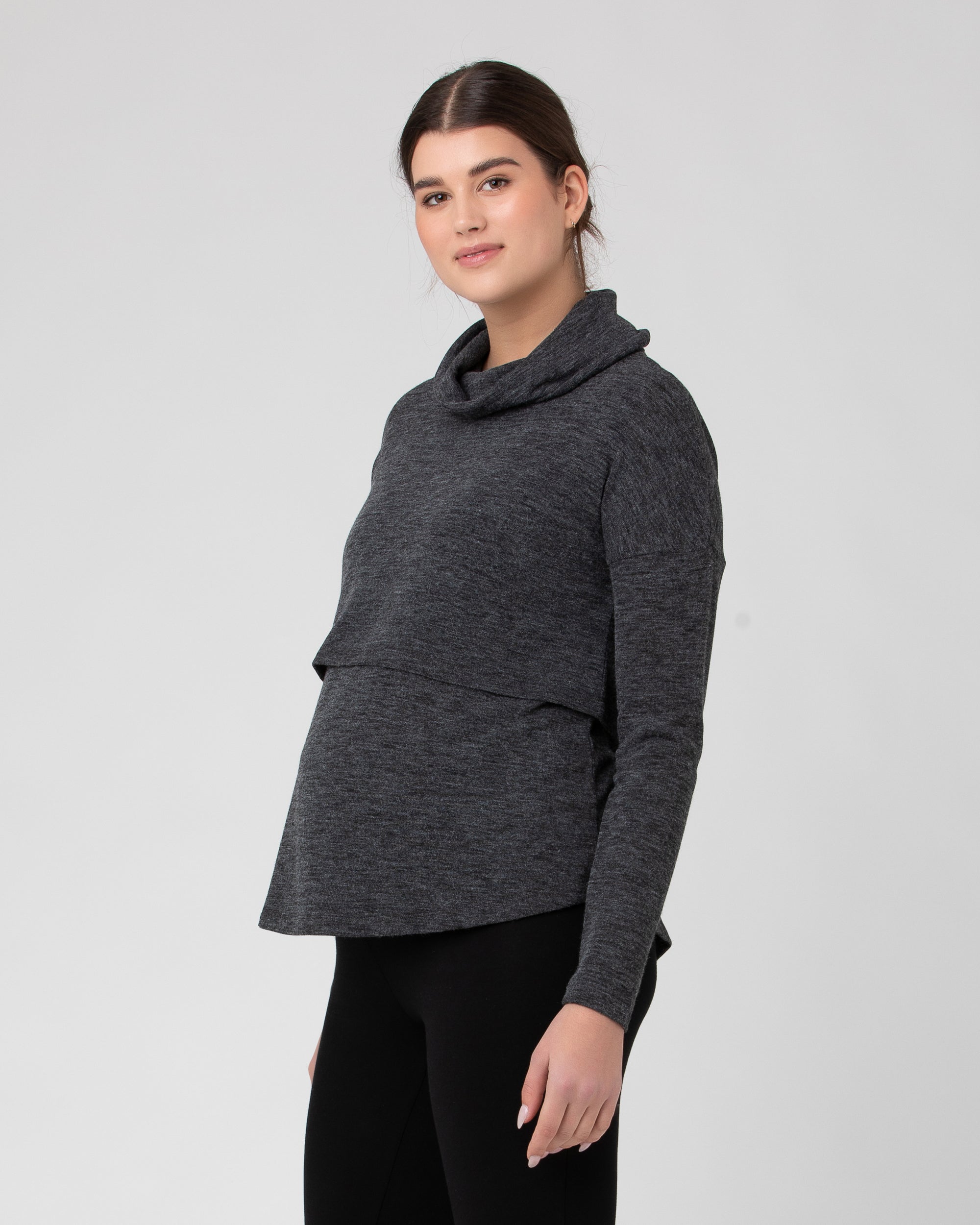 Cameron Roll Neck Nursing Top Dark Charcoal