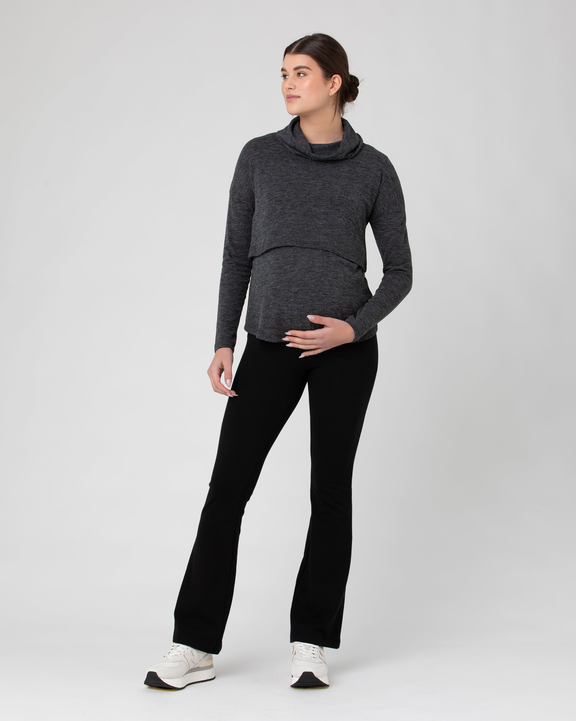 Cameron Roll Neck Nursing Top Dark Charcoal