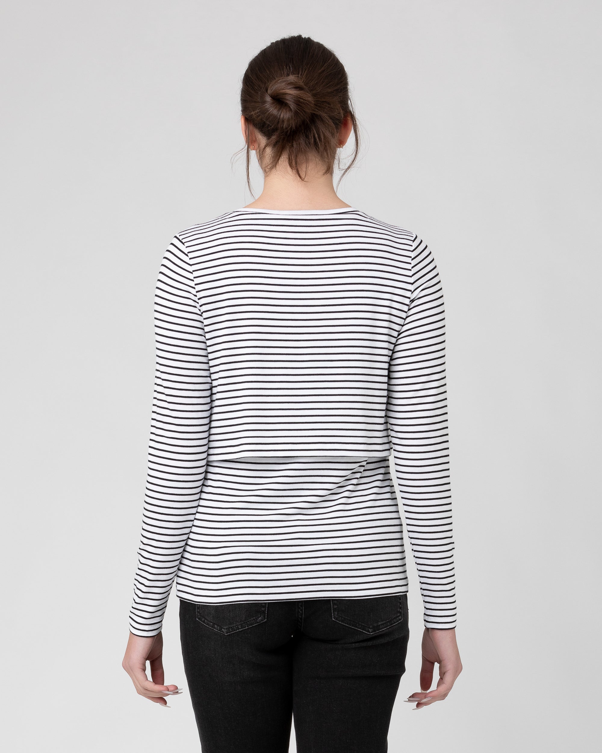 Stripe Layered Nursing Top White / Black